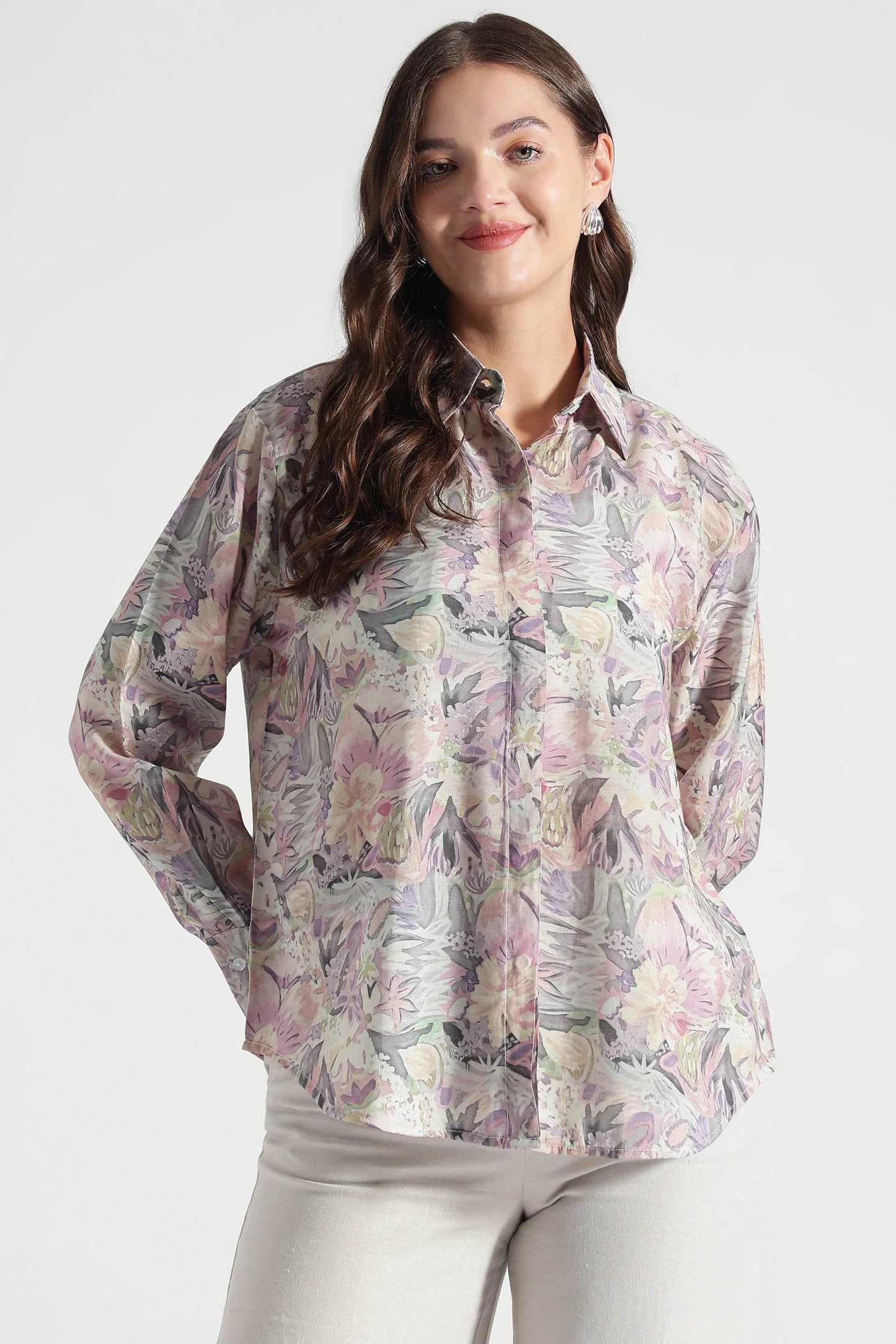 Pastel Floral Printed Viscose Shirt - Fabravaa