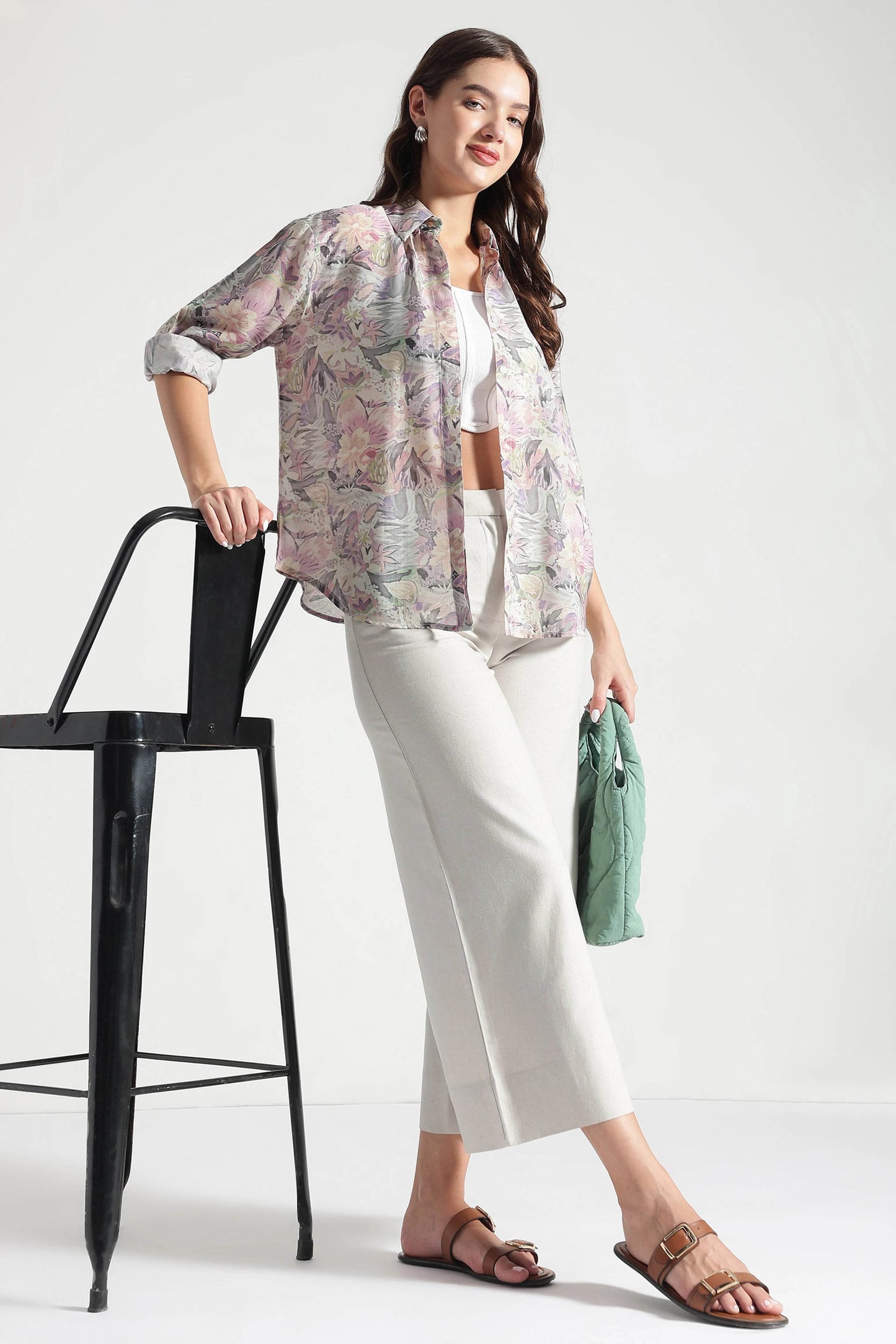 Pastel Floral Printed Viscose Shirt - Fabravaa