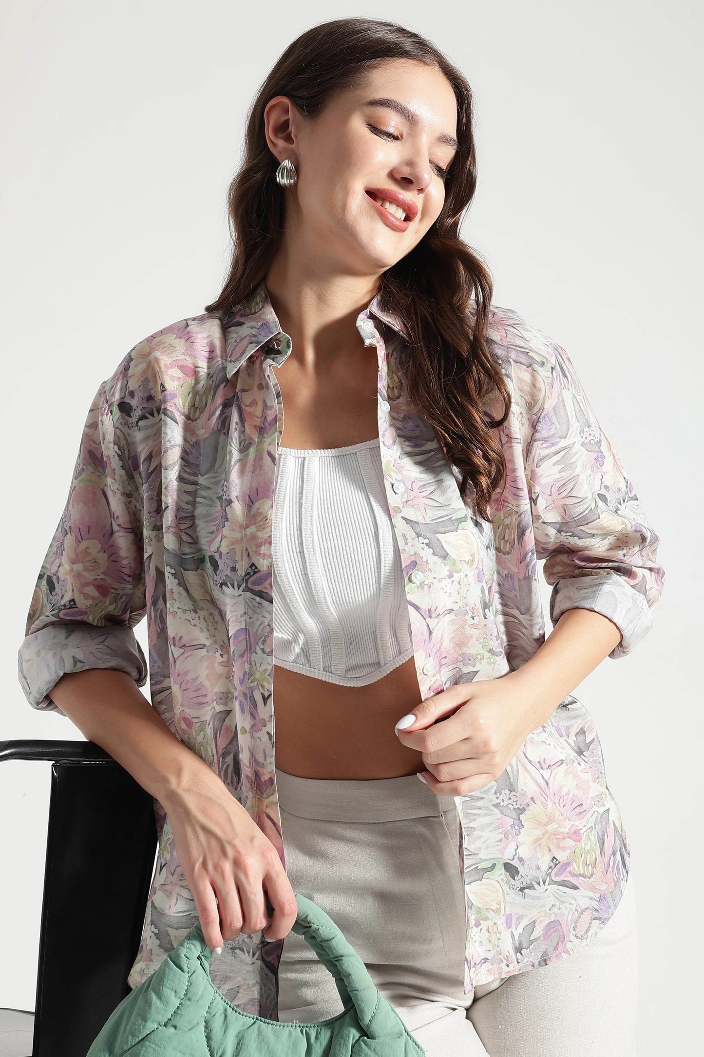 Pastel Floral Printed Viscose Shirt - Fabravaa