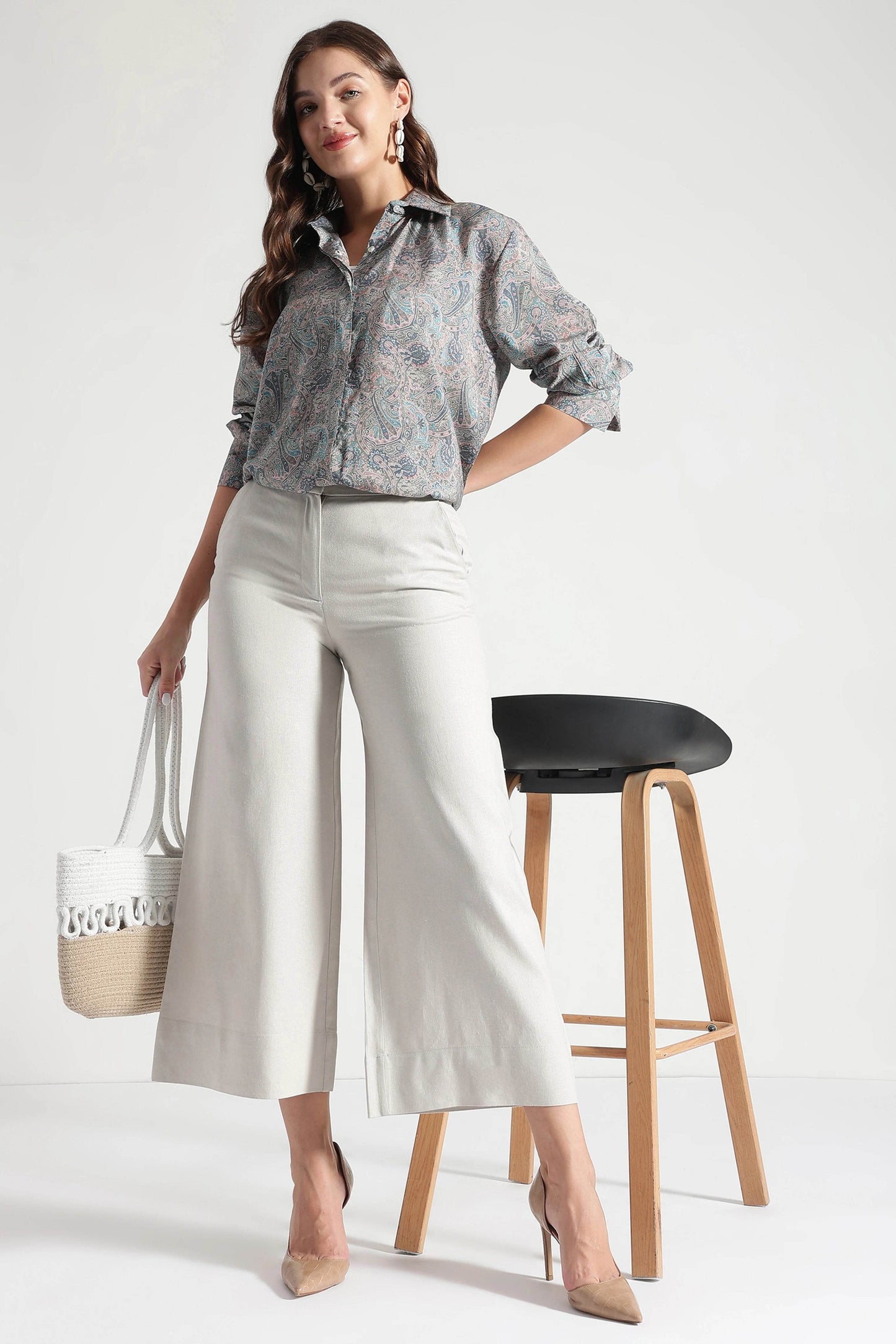 Pastel Paisley Print Button-Down Shirt - Fabravaa