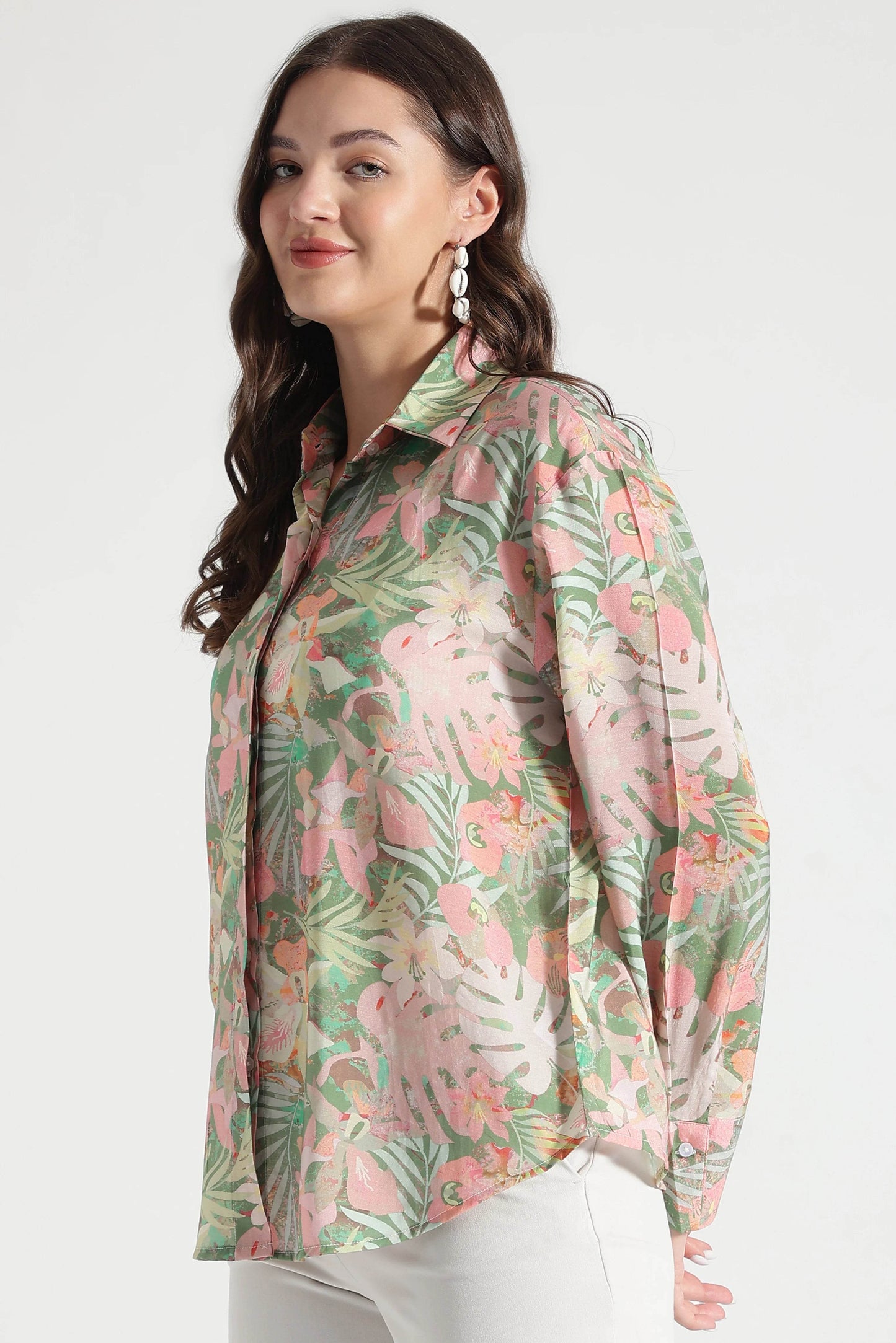 Multicolor Floral Print Viscose Shirt - Fabravaa