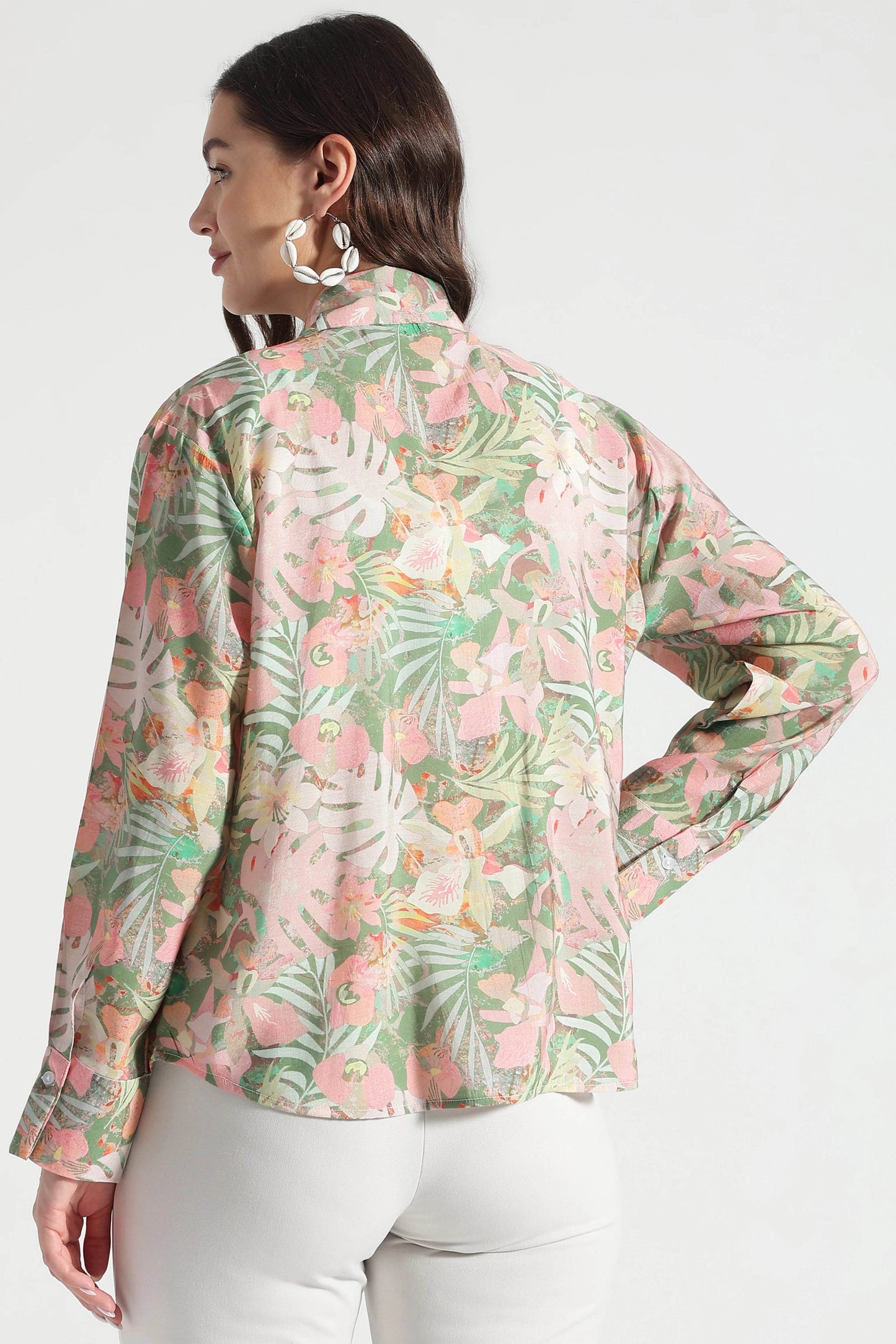 Multicolor Floral Print Viscose Shirt - Fabravaa