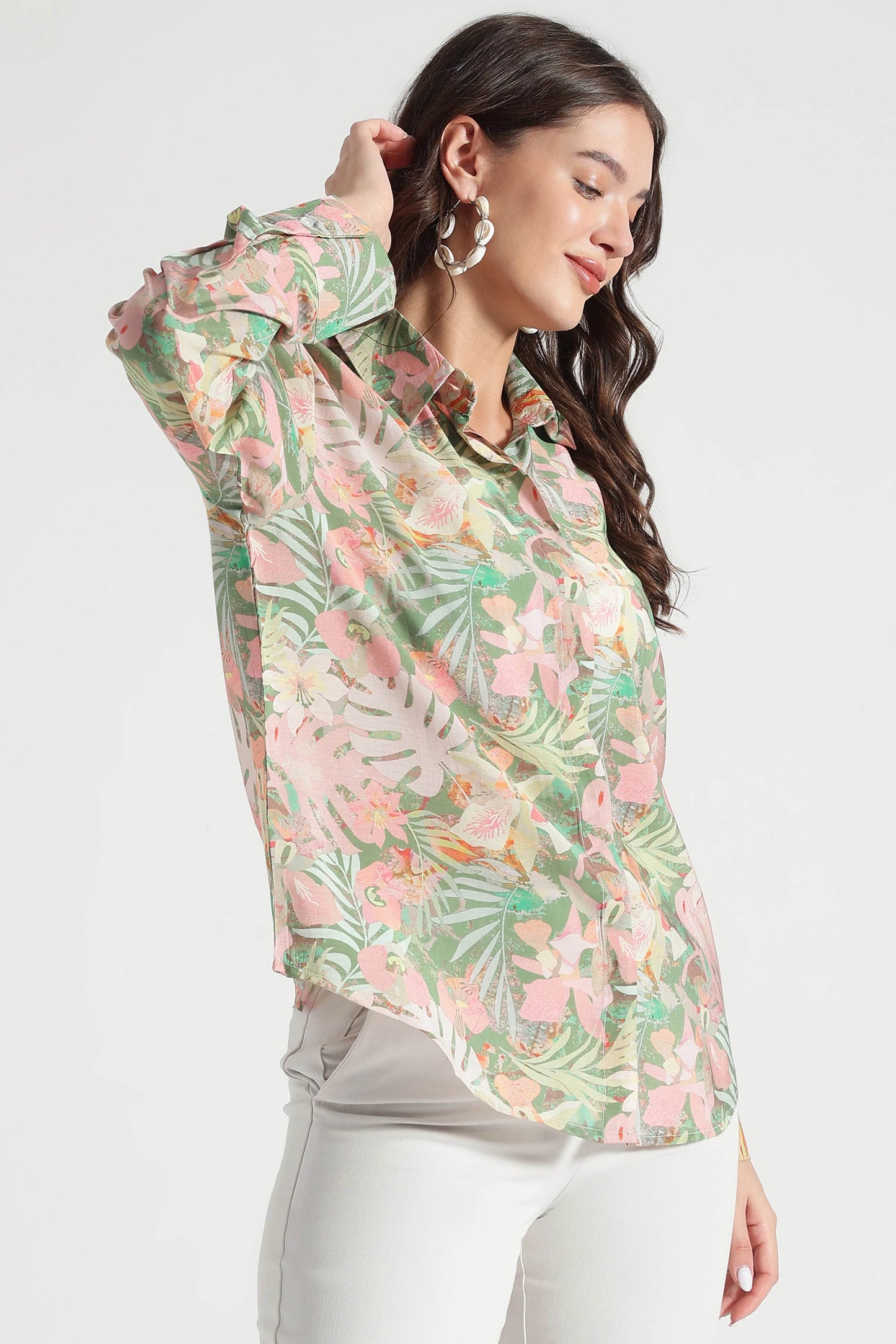 Multicolor Floral Print Viscose Shirt - Fabravaa