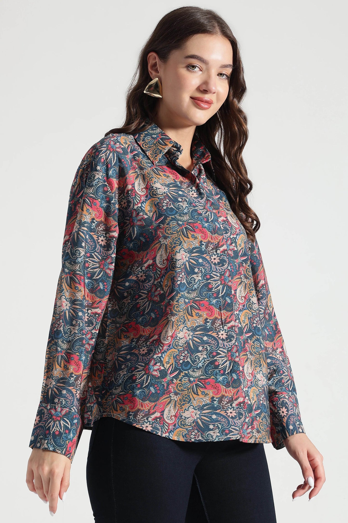 Multicolor Paisley Print Viscose Shirt - Fabravaa