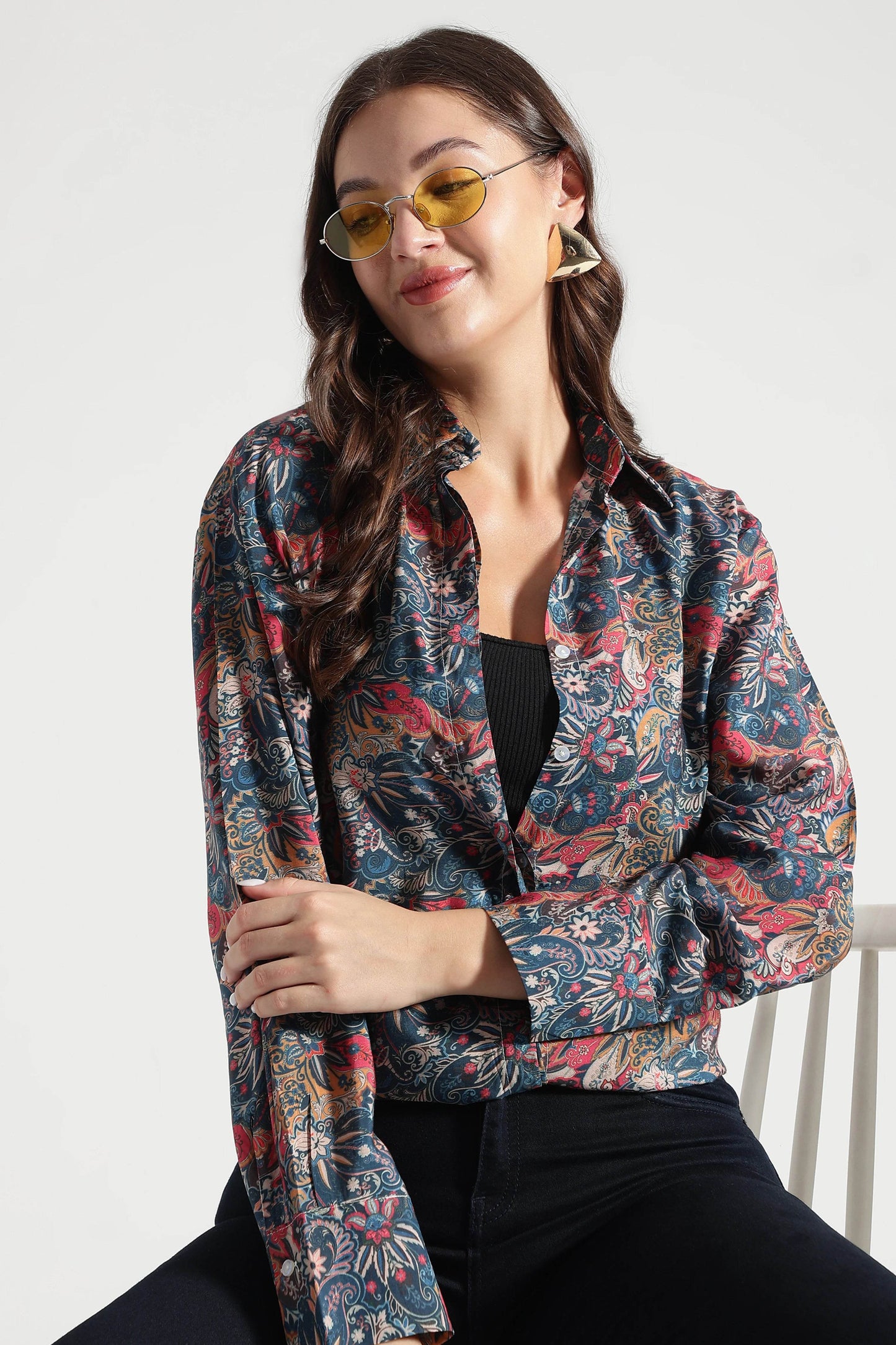Multicolor Paisley Print Viscose Shirt - Fabravaa