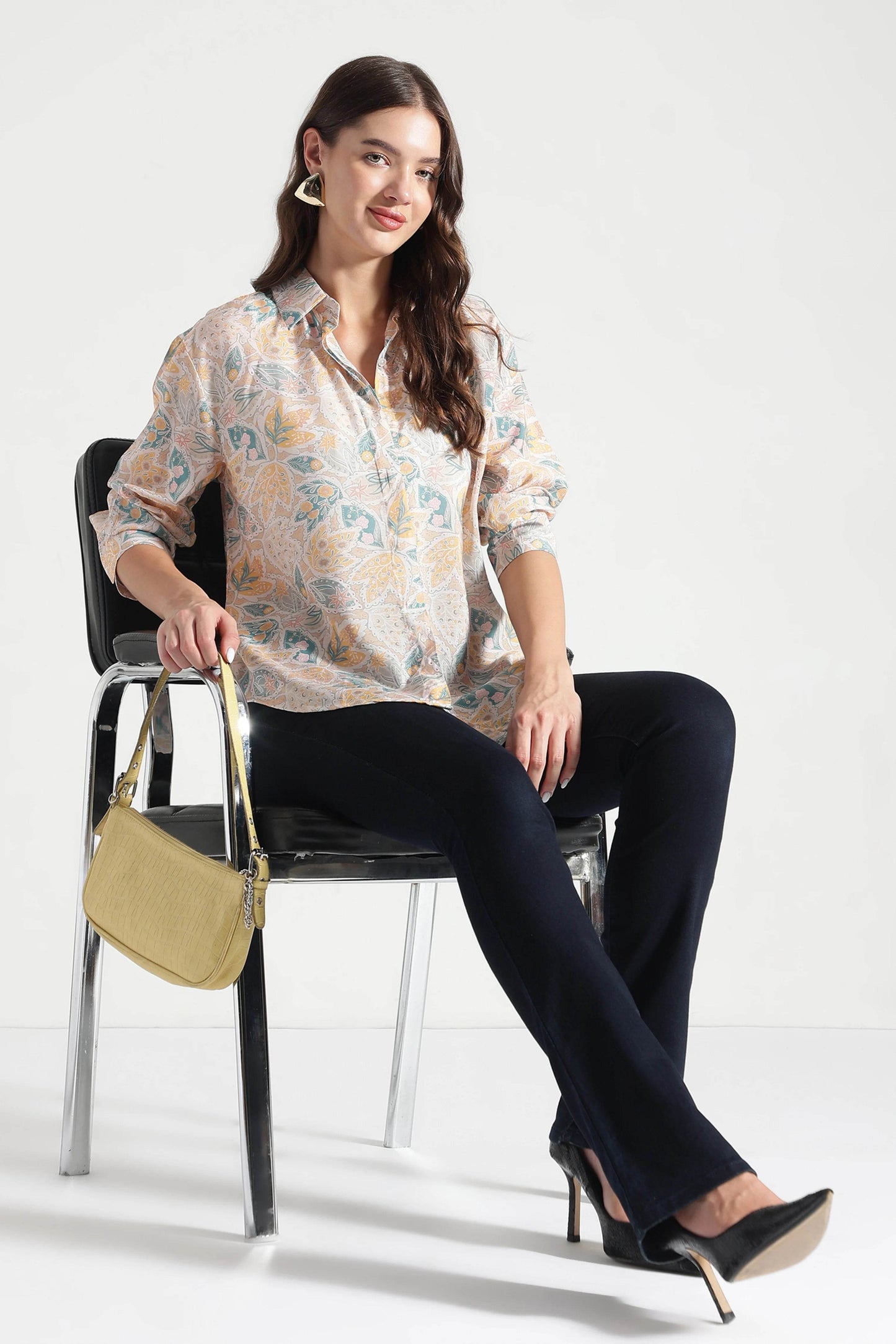 Pastel Floral Mix Print Button Down Shirt - Fabravaa