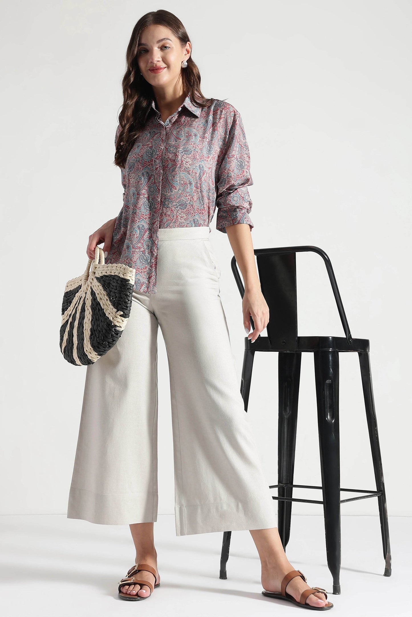 Red and Blue Paisley Viscose Printed Shirt - Fabravaa