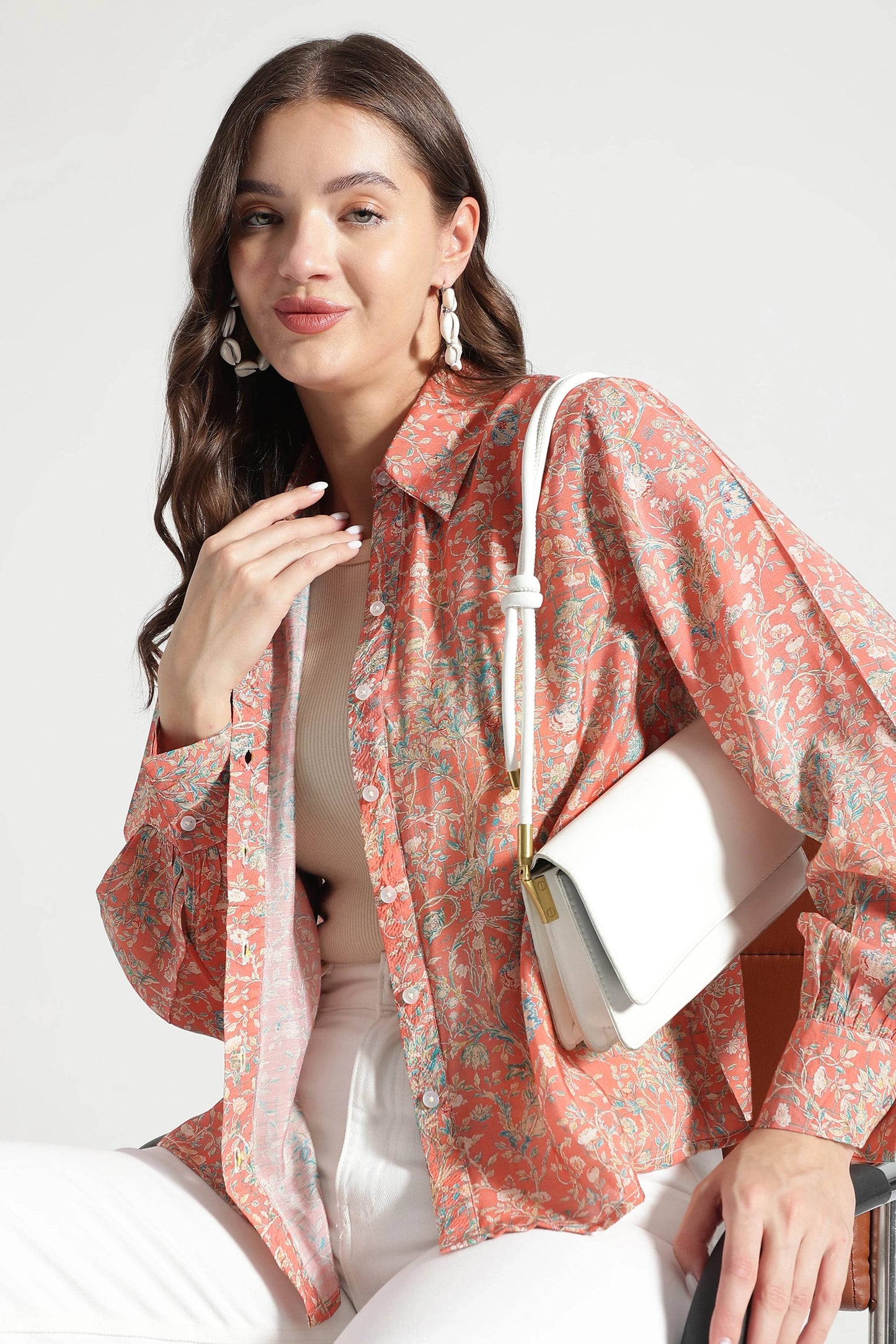 Coral Floral Paisley Viscose Shirt - Fabravaa