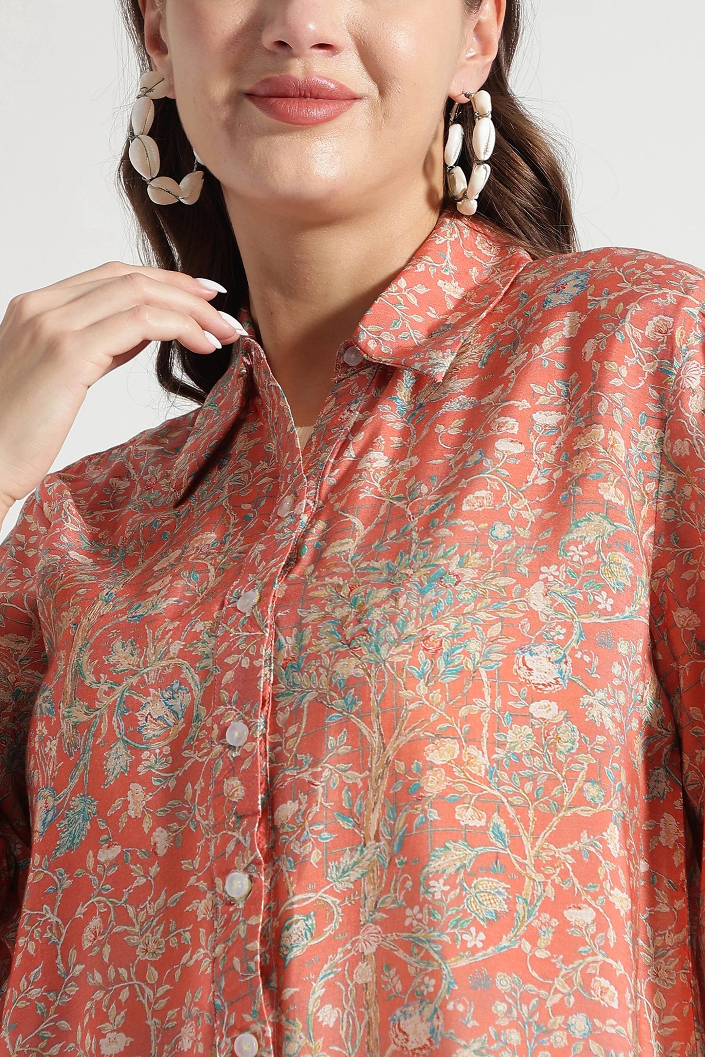 Coral Floral Paisley Viscose Shirt - Fabravaa