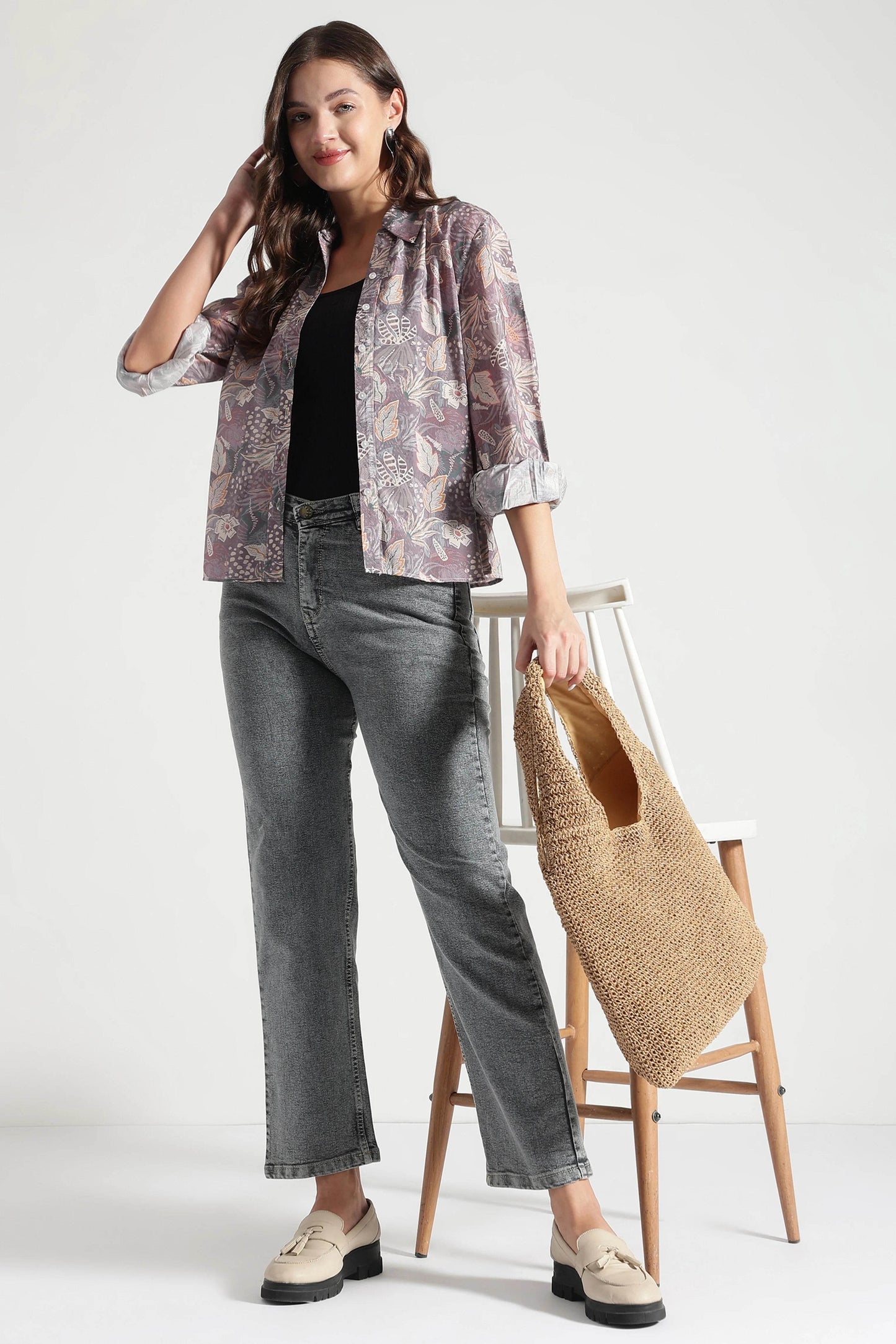 Plum Botanical Printed Casual Shirt - Fabravaa