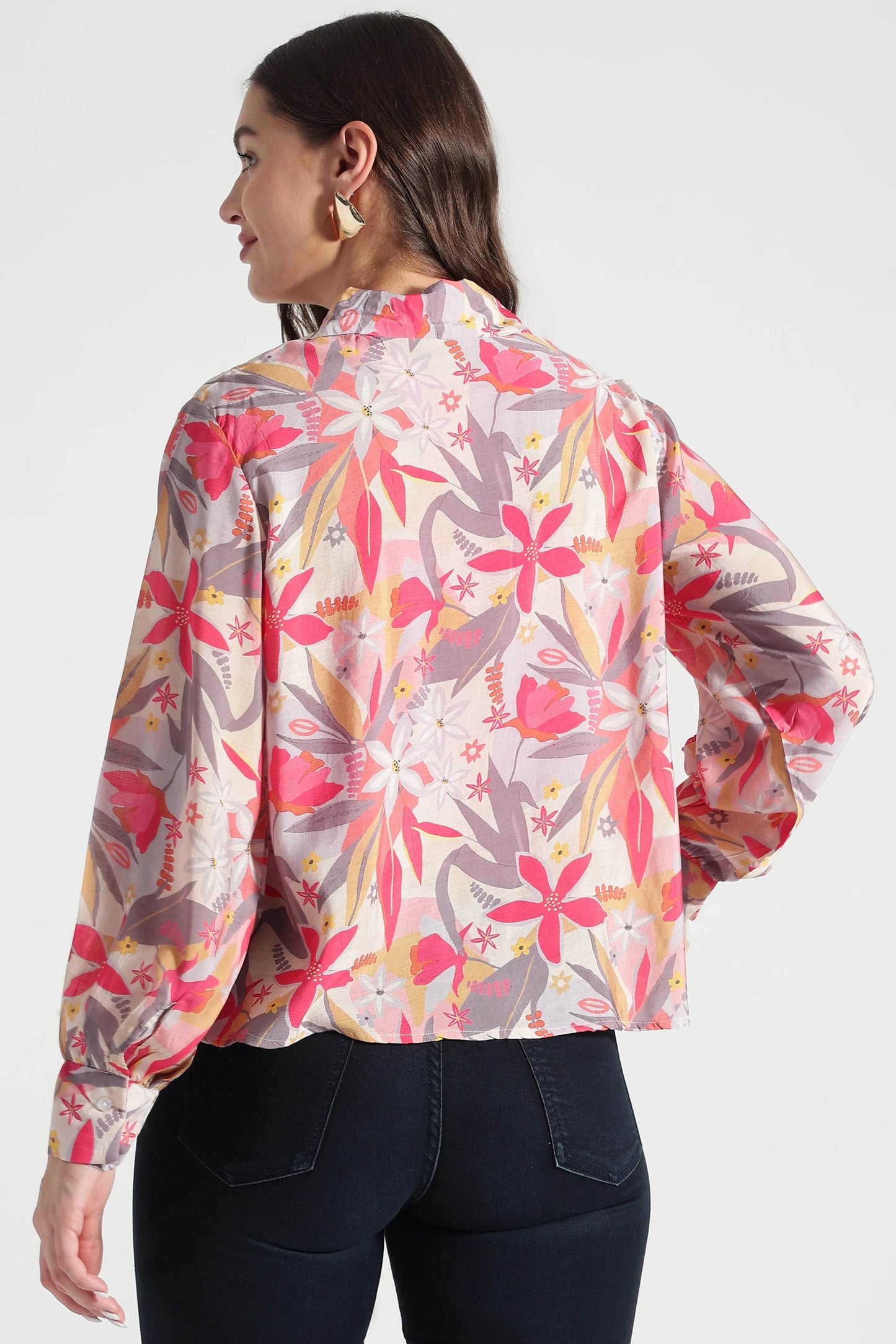 Sunset Bloom Multicolor Floral Viscose Shirt - Fabravaa