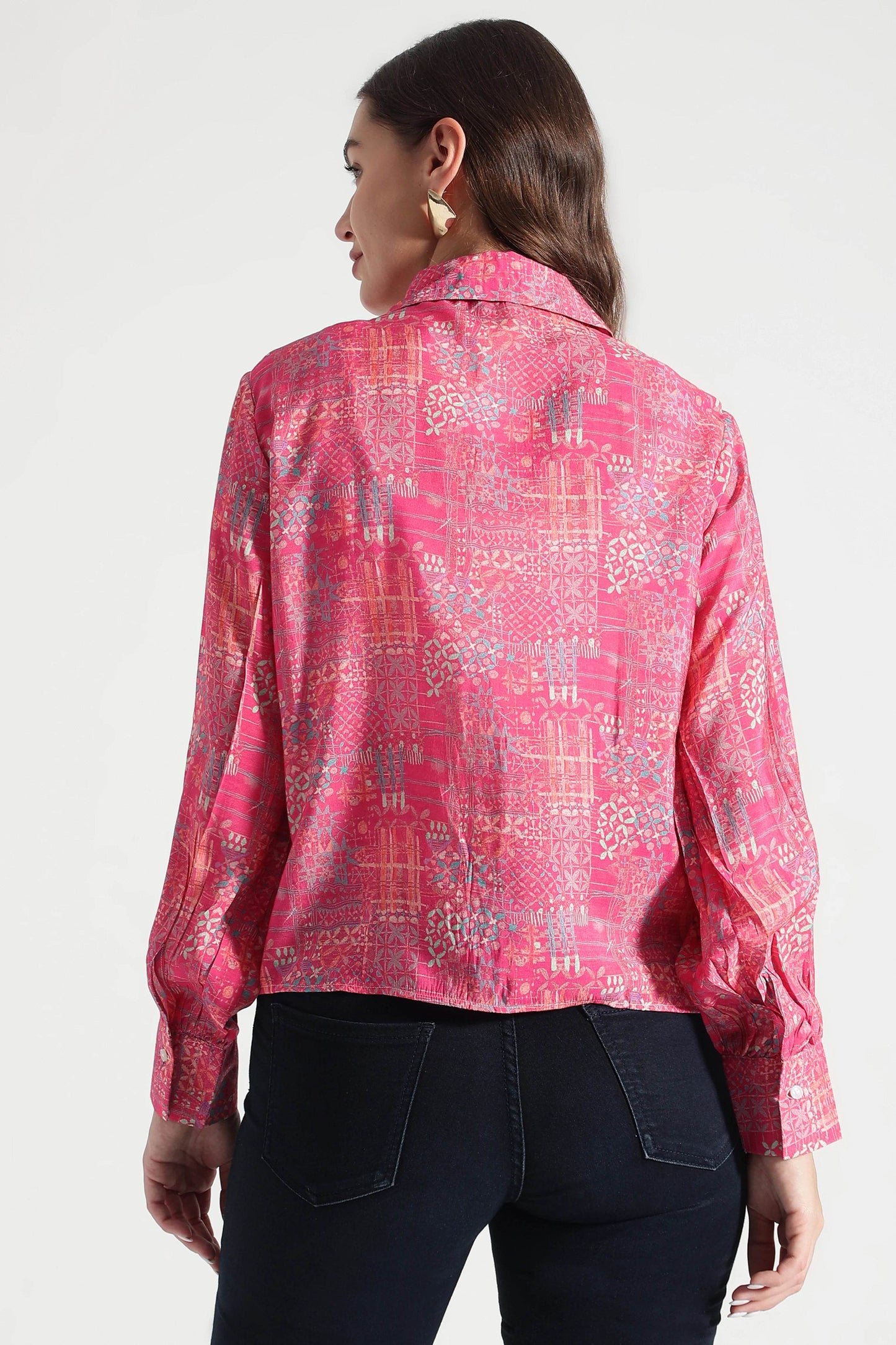 Crimson Mosaic Abstract Printed Viscose Shirt - Fabravaa