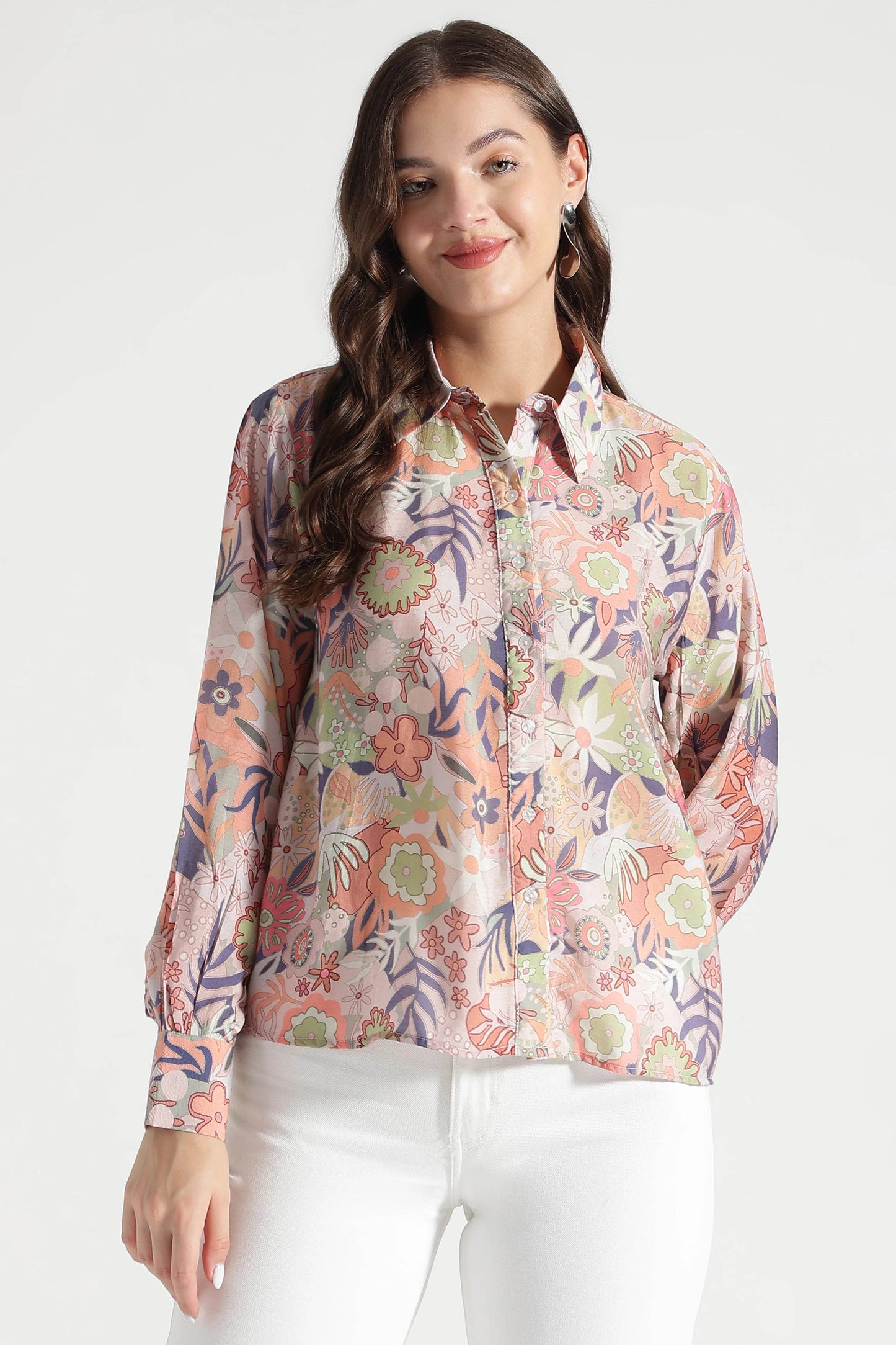 Pastel Garden Bloom Printed Viscose Shirt - Fabravaa