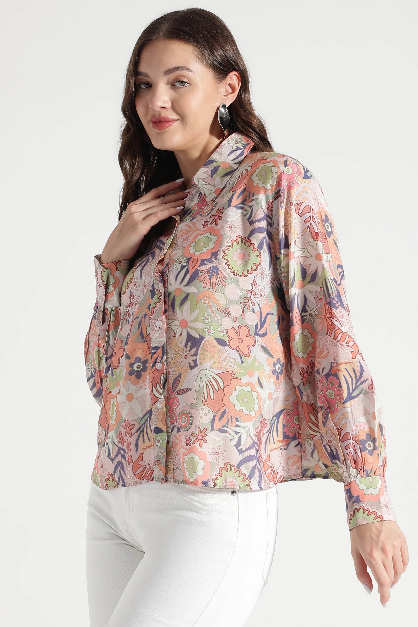 Pastel Garden Bloom Printed Viscose Shirt - Fabravaa