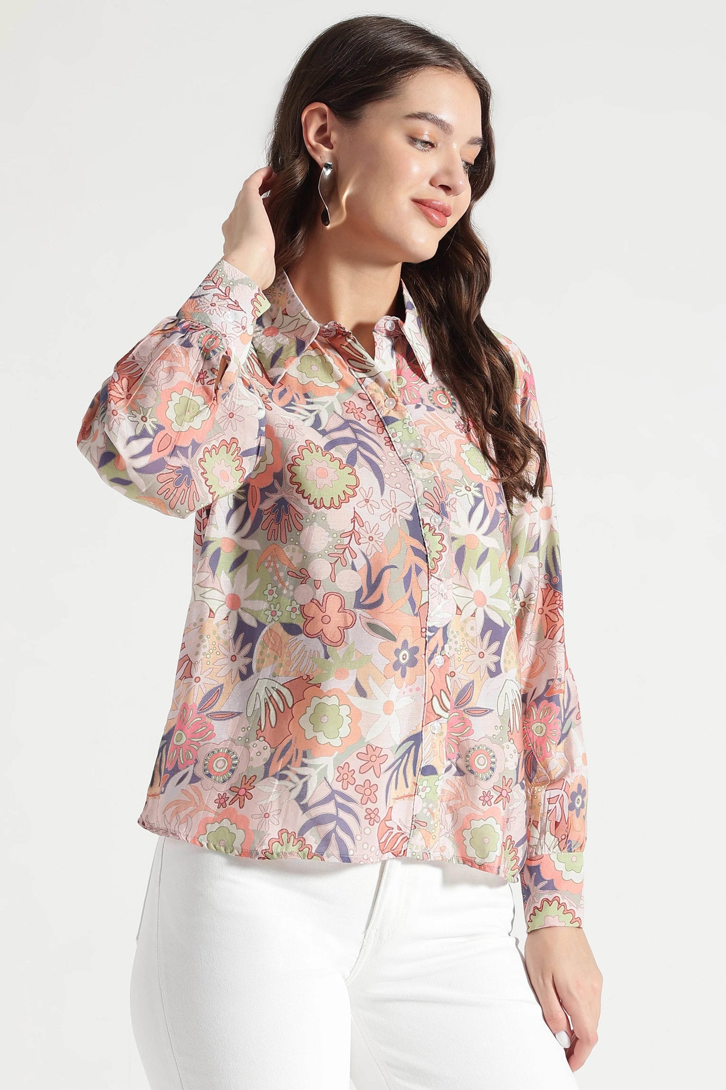 Pastel Garden Bloom Printed Viscose Shirt - Fabravaa