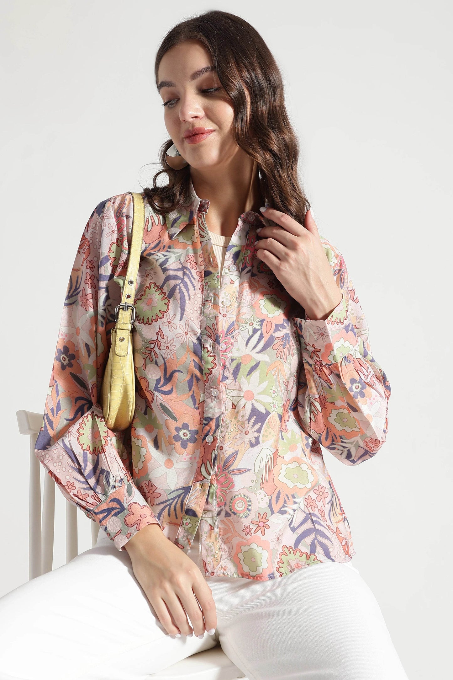 Pastel Garden Bloom Printed Viscose Shirt - Fabravaa