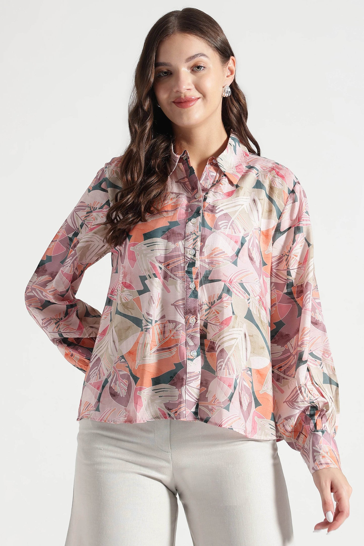 Muted Tropics Abstract Leaf Shirt - Fabravaa