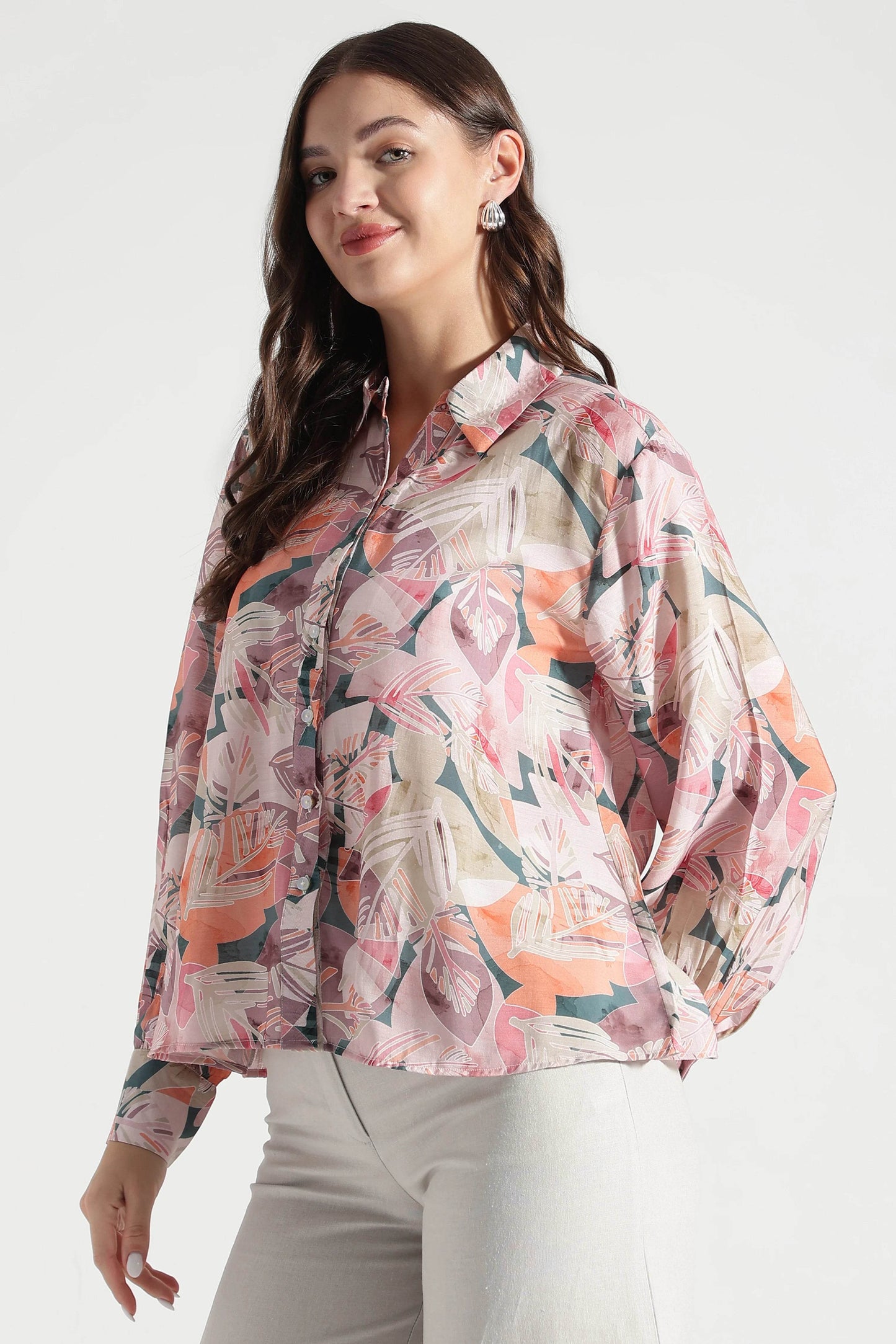Muted Tropics Abstract Leaf Shirt - Fabravaa