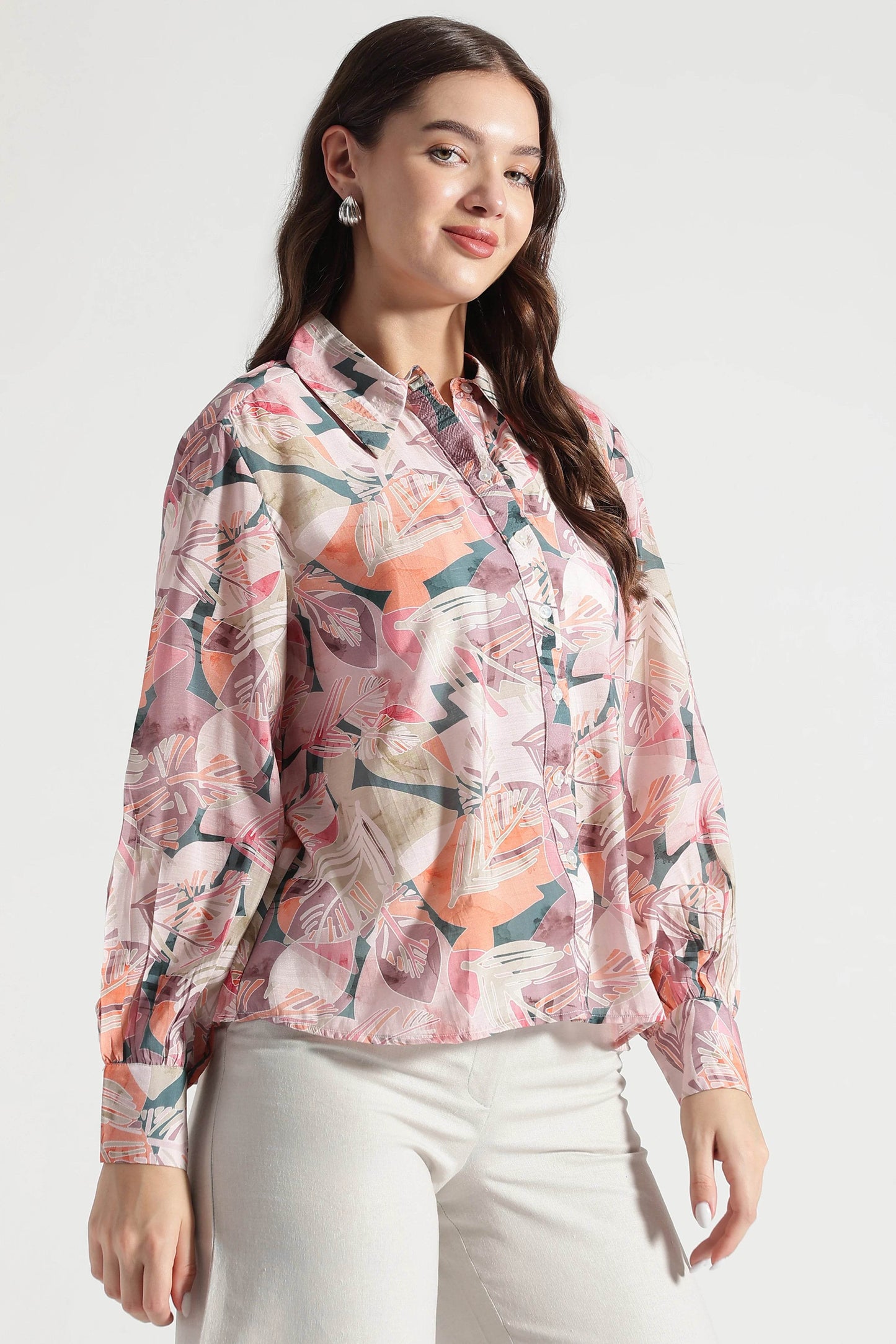 Muted Tropics Abstract Leaf Shirt - Fabravaa