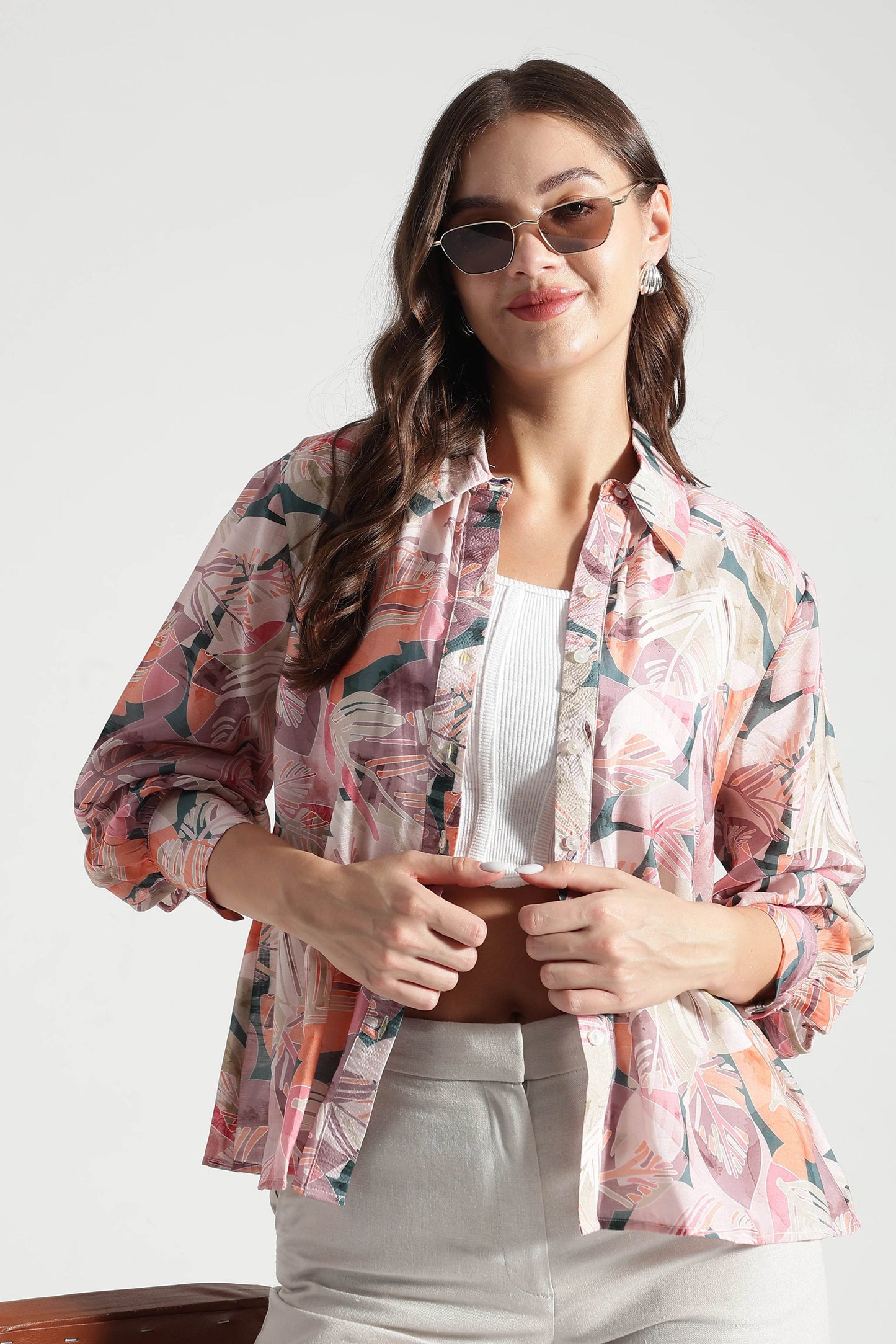 Muted Tropics Abstract Leaf Shirt - Fabravaa
