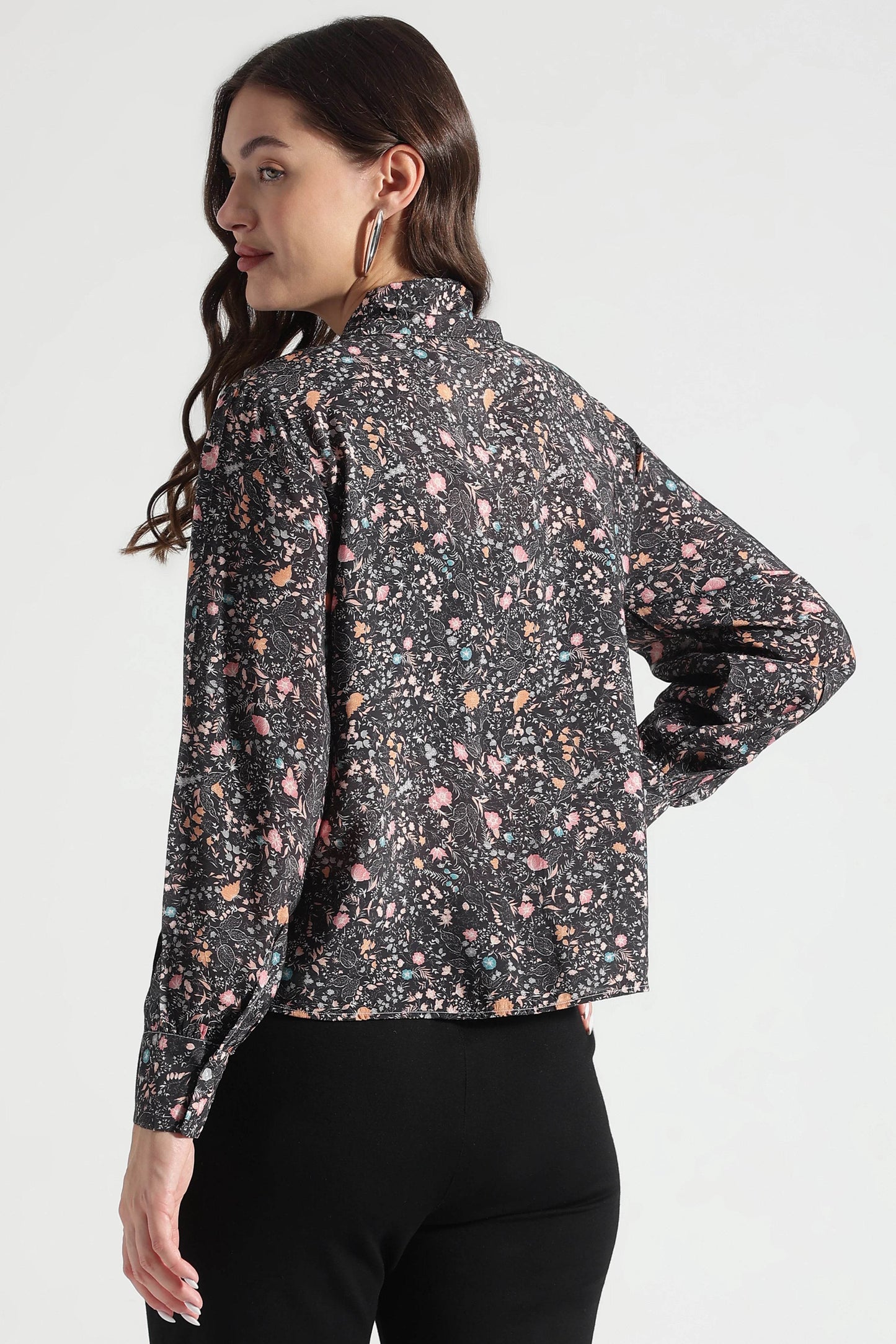 Black Midnight Meadow Floral Shirt - Fabravaa