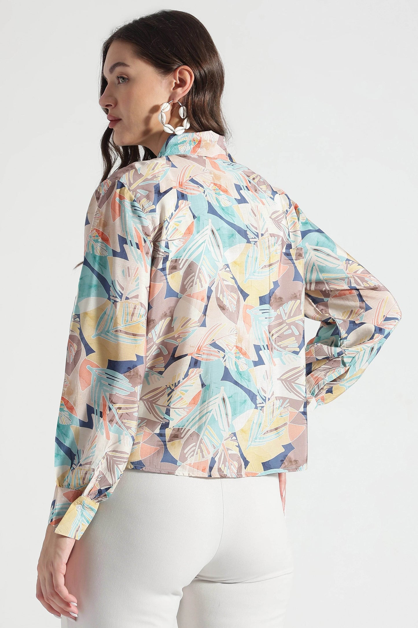 White Tropical Whisper Button-Down Shirt - Fabravaa