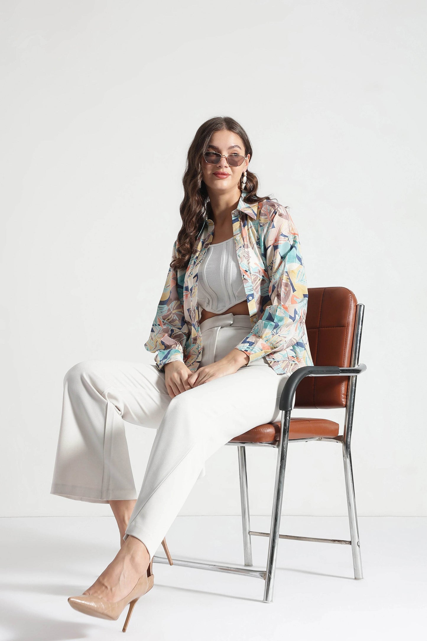 White Tropical Whisper Button-Down Shirt - Fabravaa