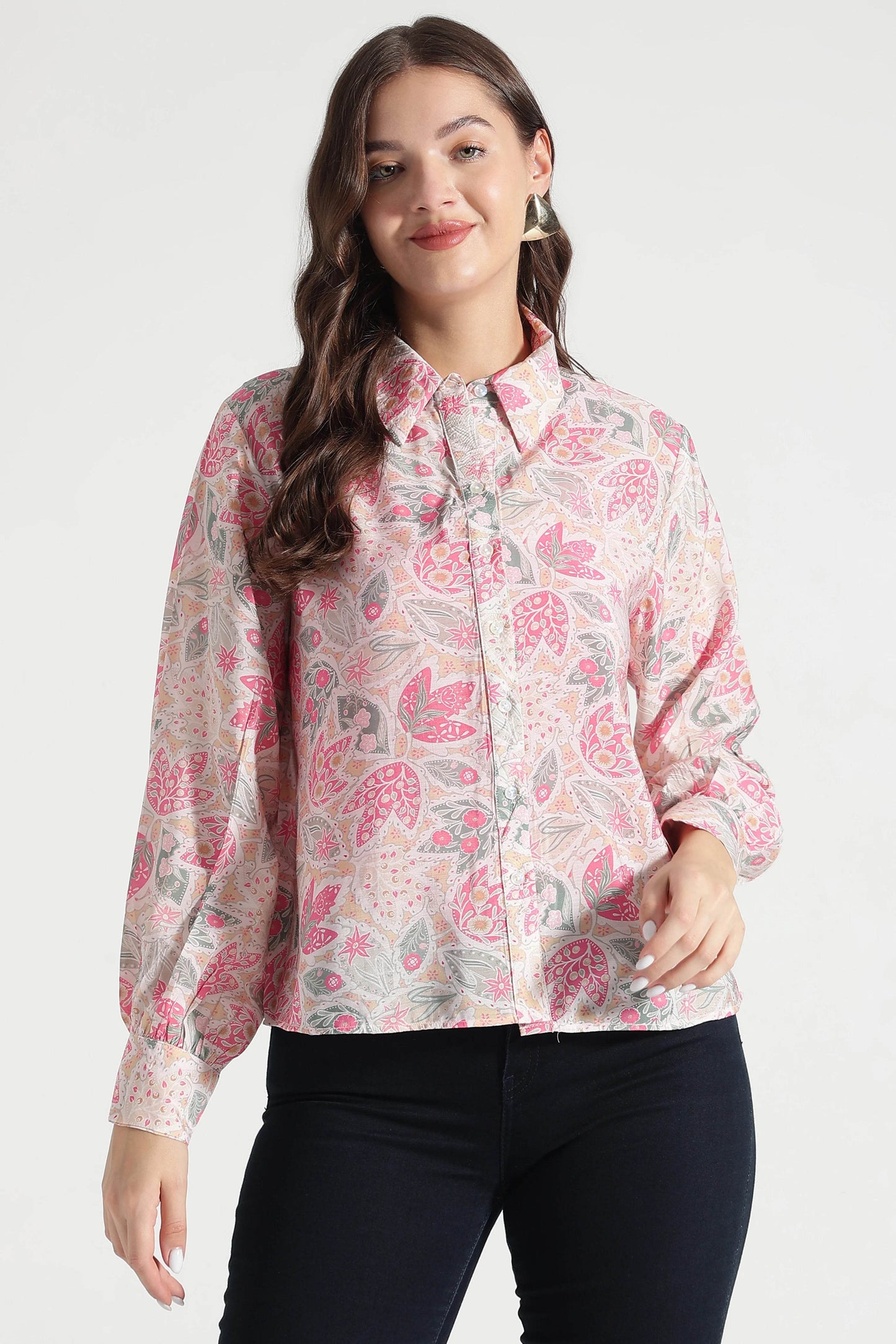 Floral Blossom Button-Down Shirt - Fabravaa