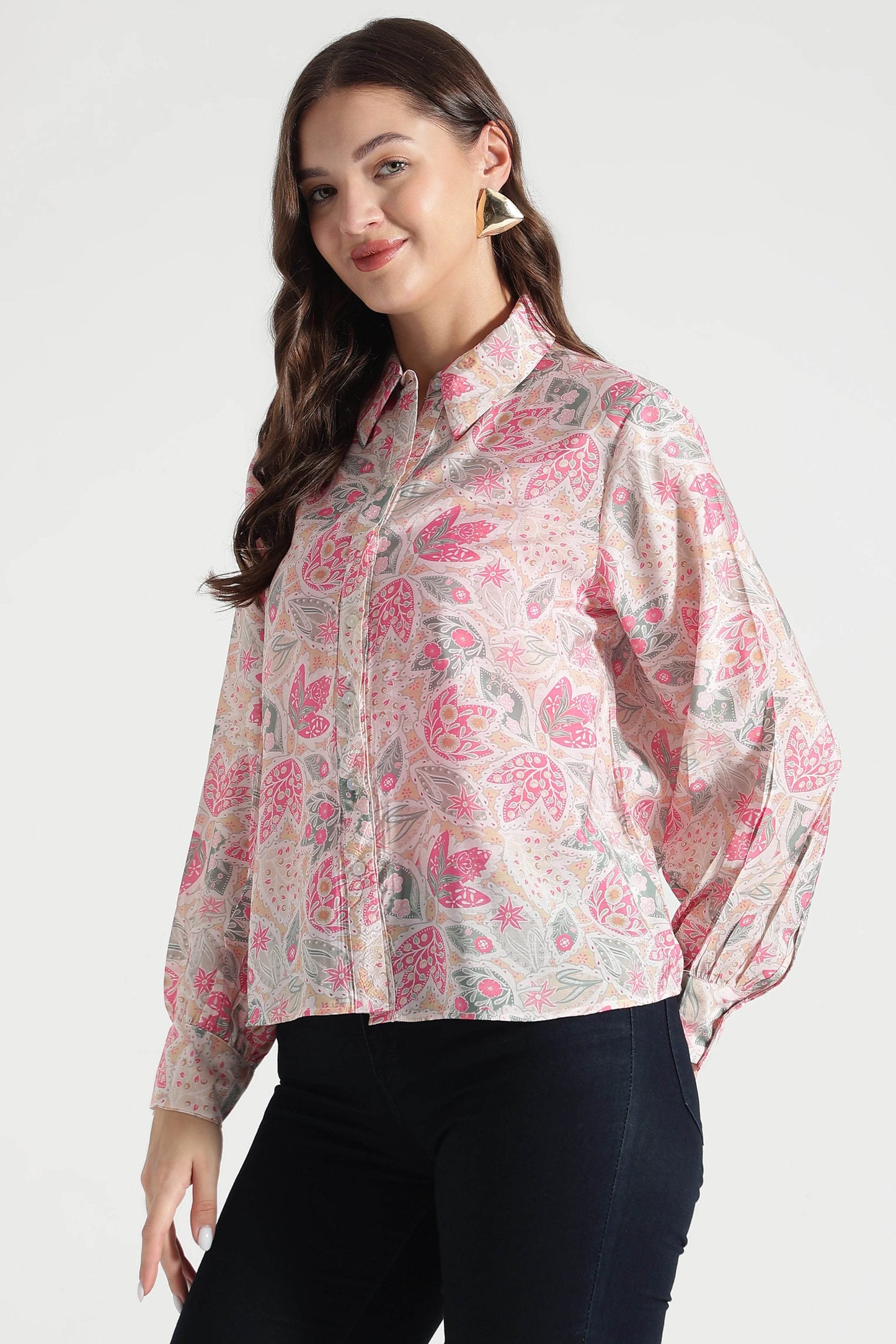 Floral Blossom Button-Down Shirt - Fabravaa