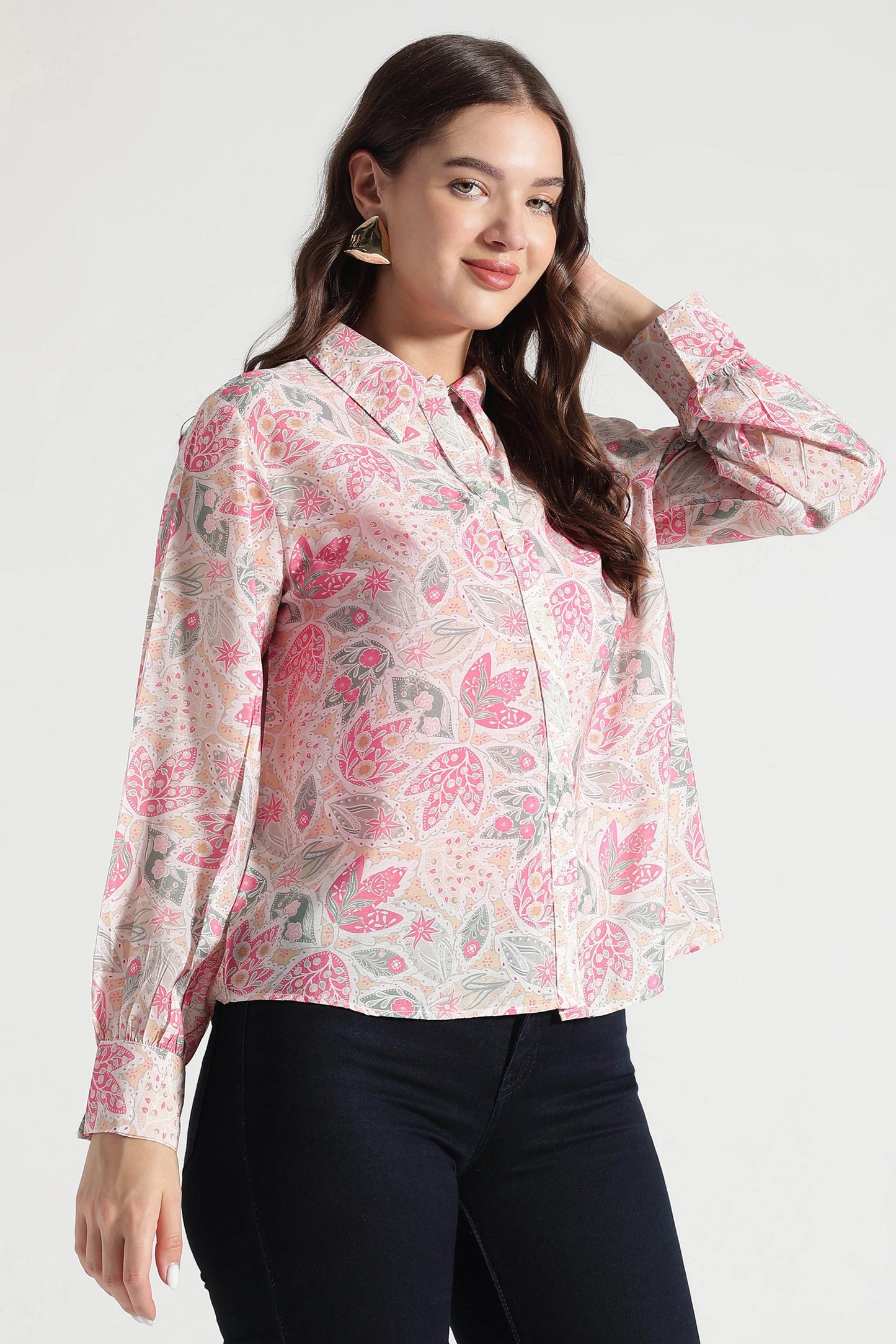 Floral Blossom Button-Down Shirt - Fabravaa
