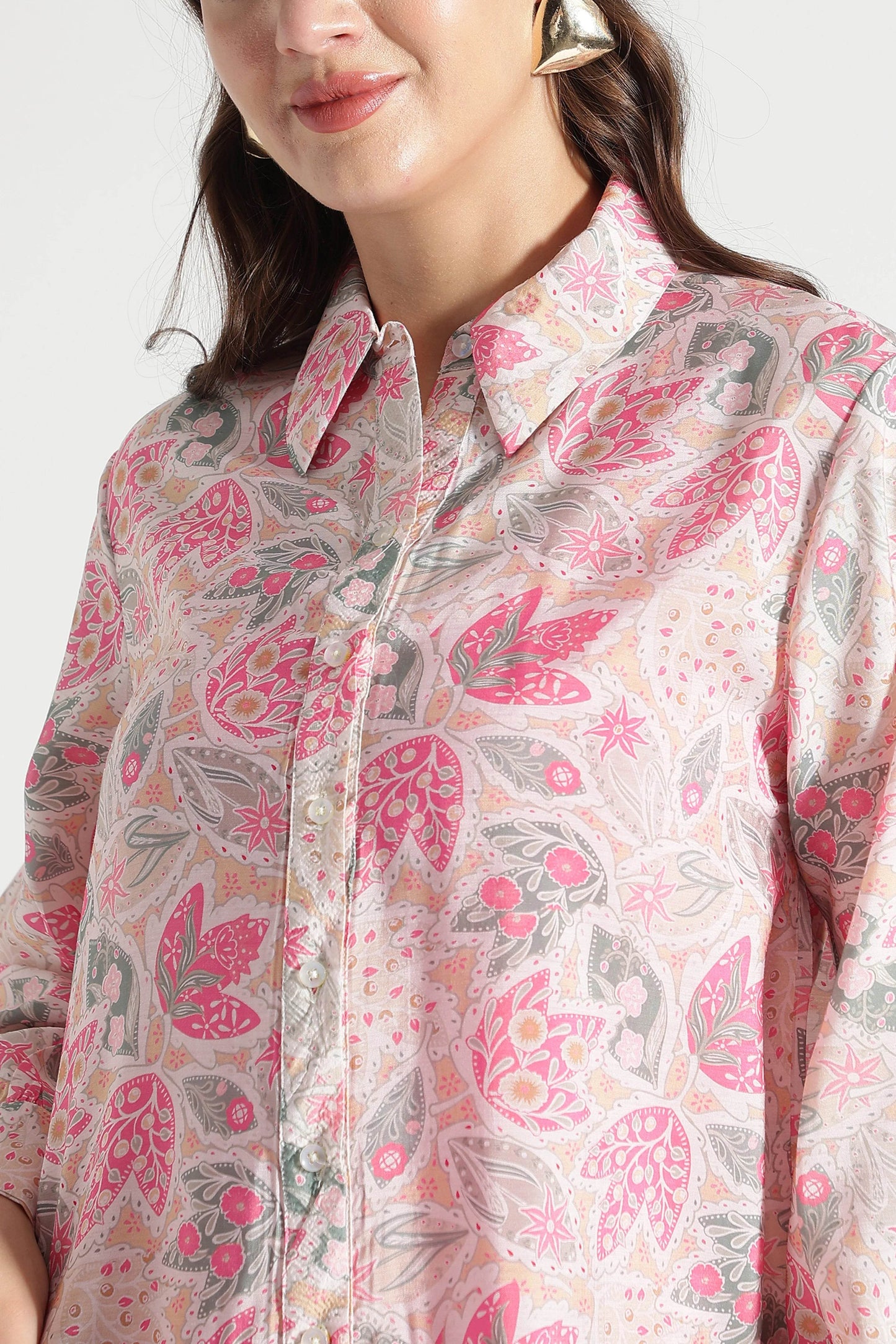 Floral Blossom Button-Down Shirt - Fabravaa