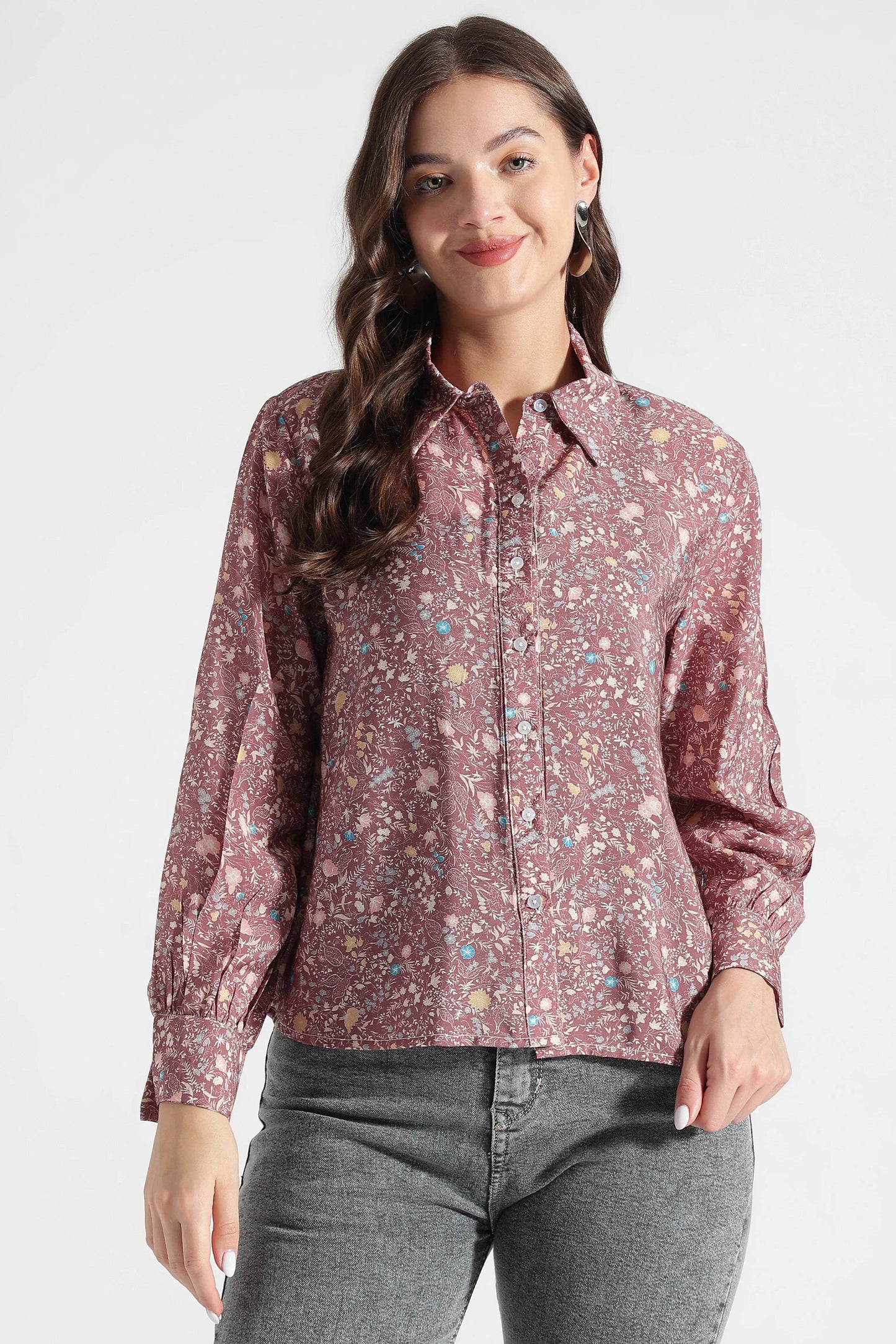 Autumn Bloom Button-Down Shirt - Fabravaa