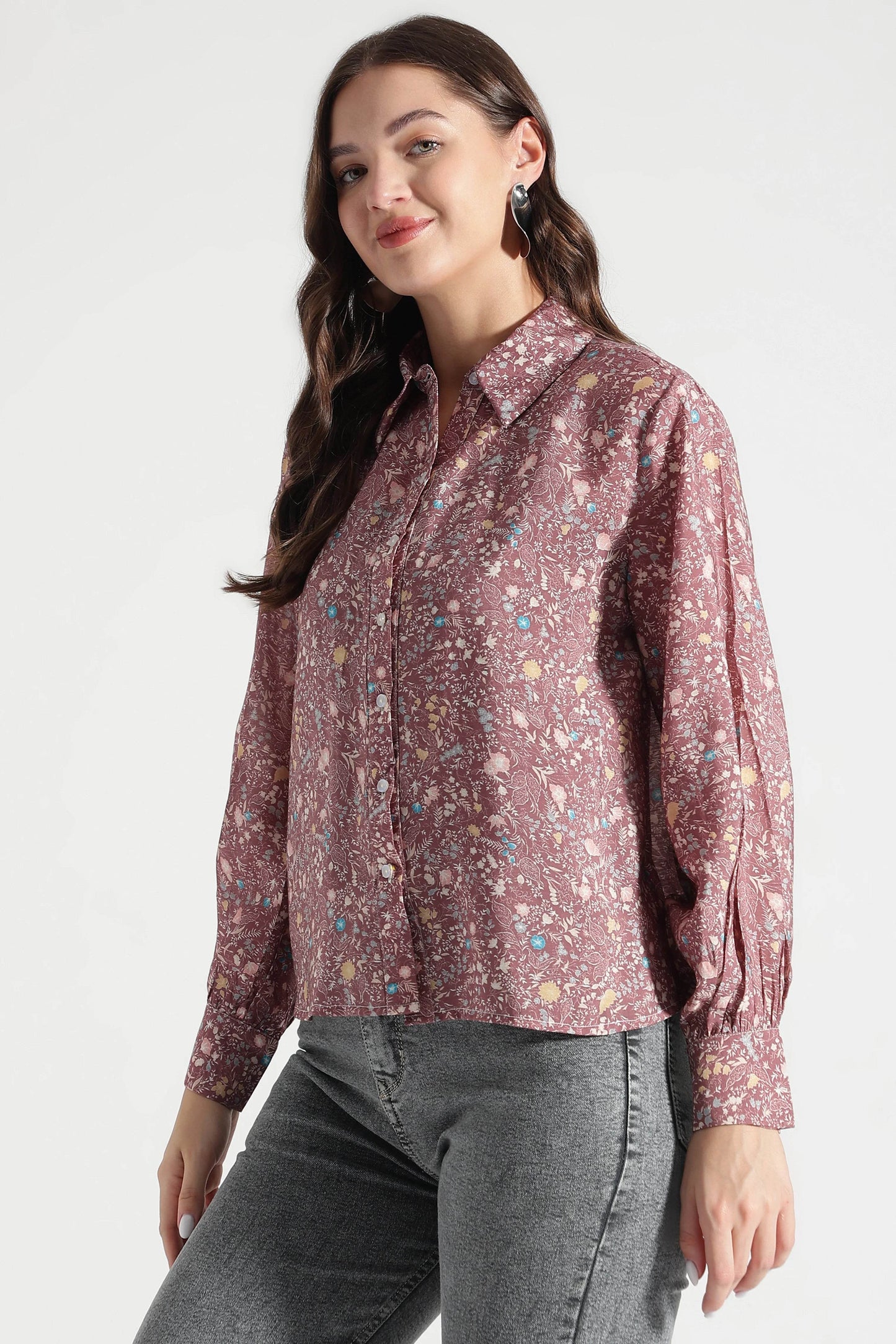 Autumn Bloom Button-Down Shirt - Fabravaa