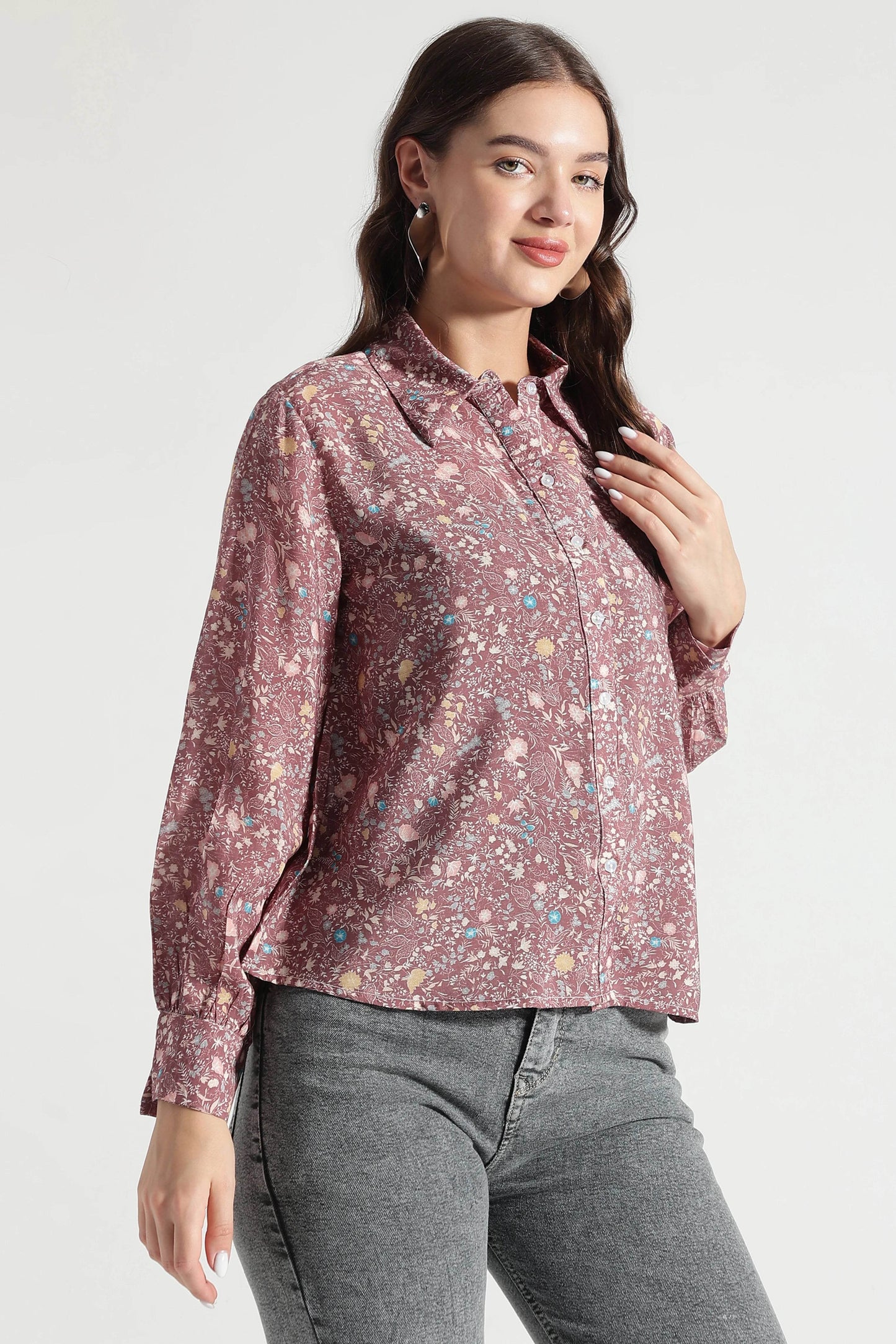 Autumn Bloom Button-Down Shirt - Fabravaa