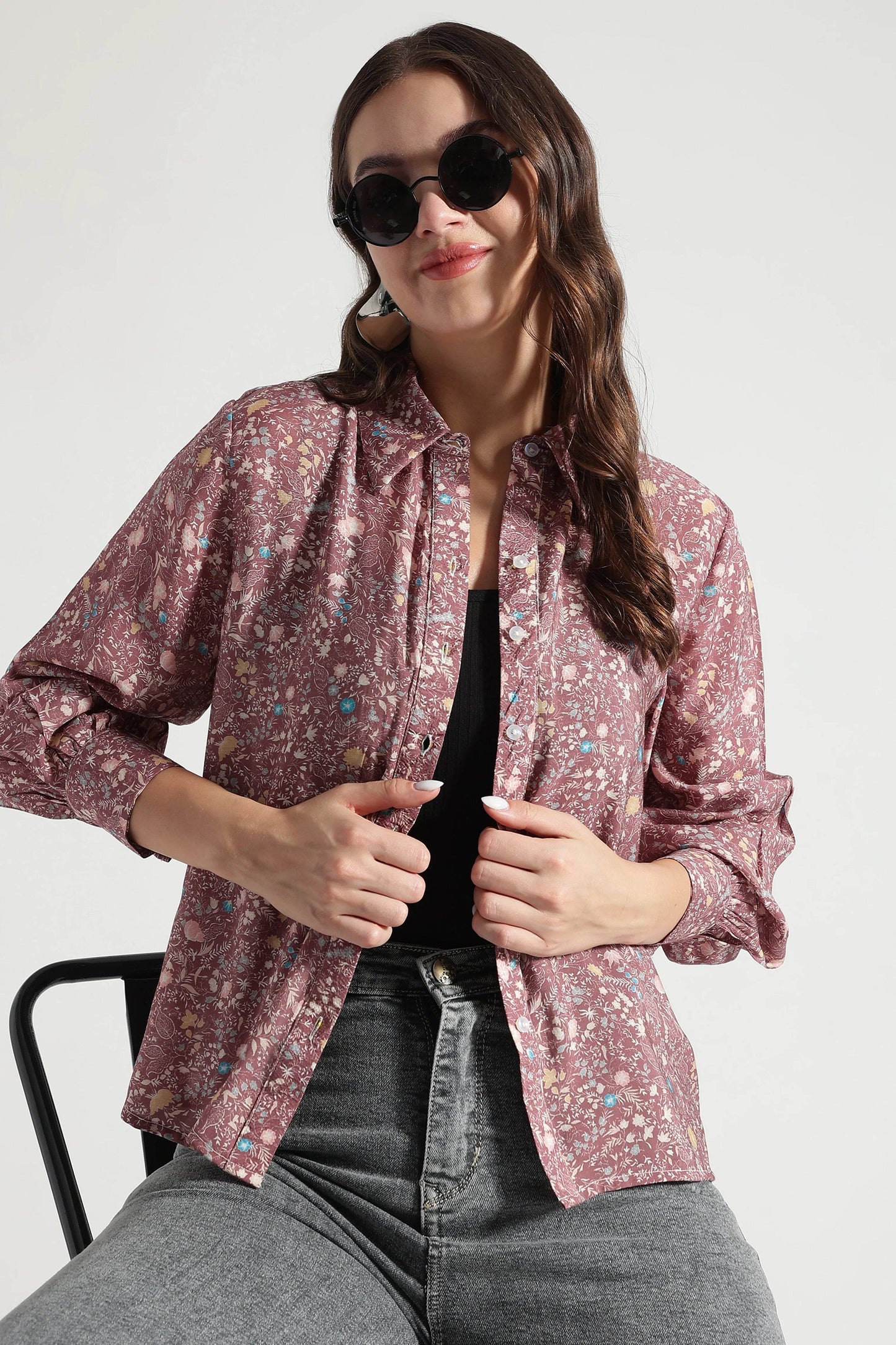 Autumn Bloom Button-Down Shirt - Fabravaa