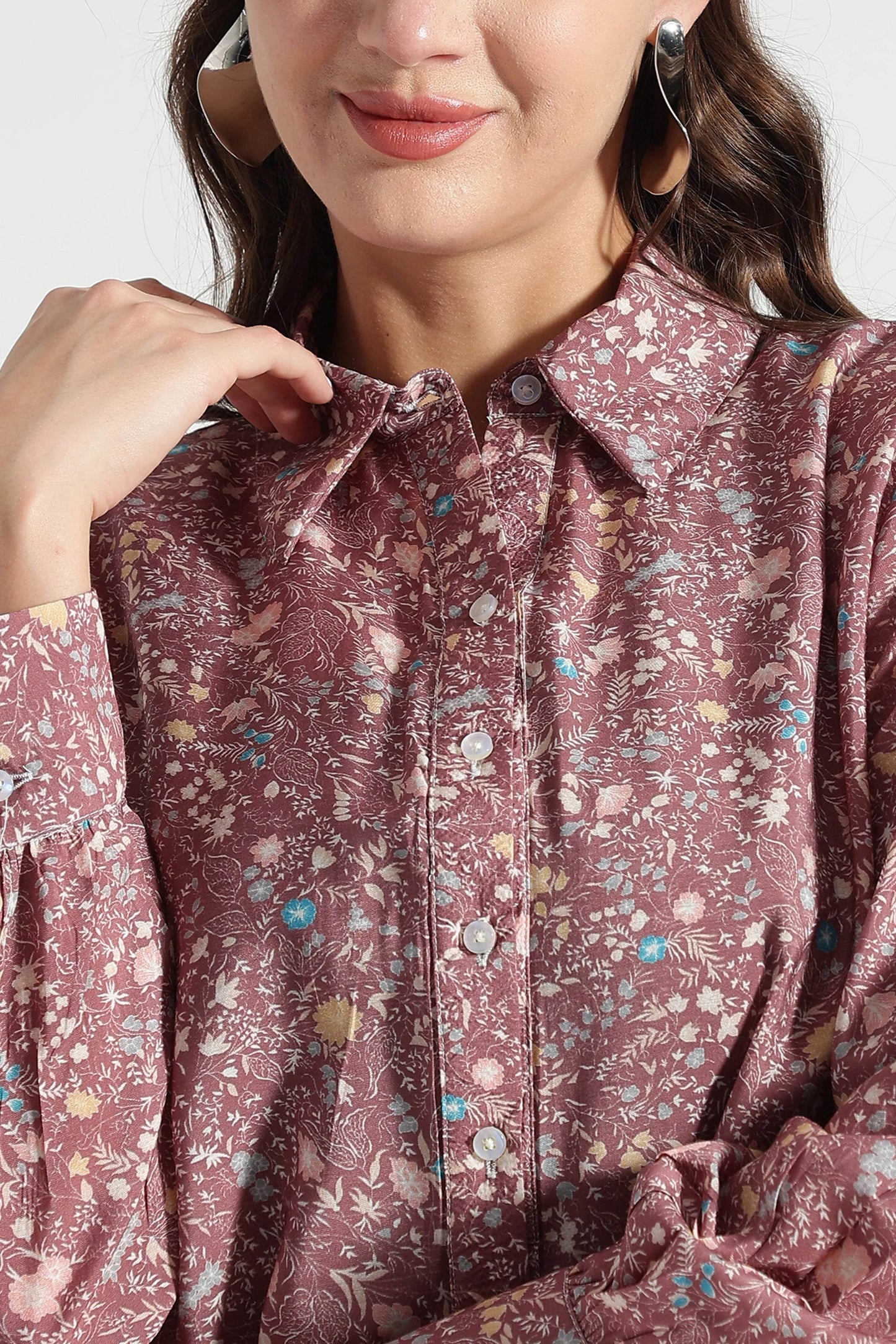 Autumn Bloom Button-Down Shirt - Fabravaa