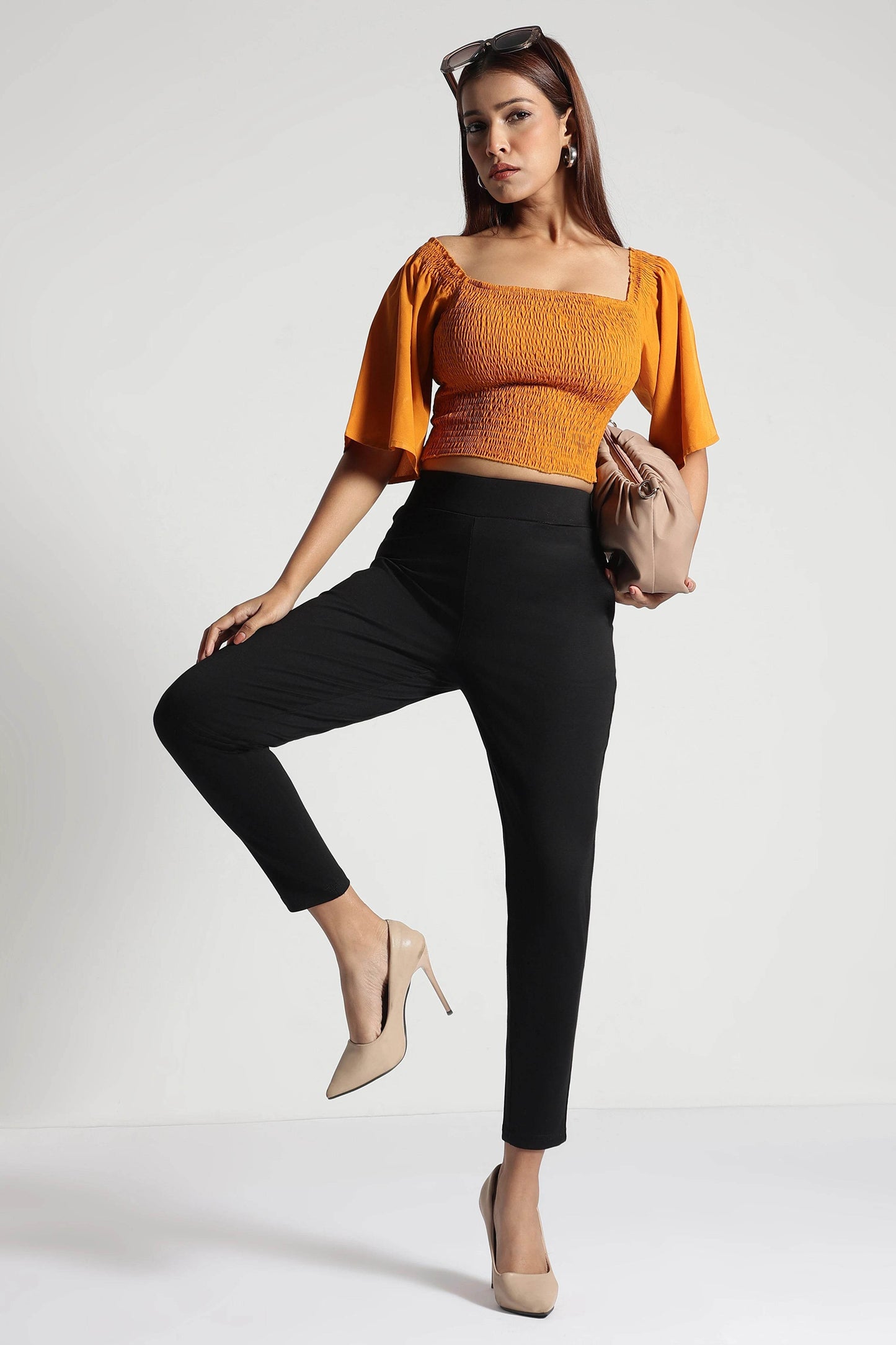 Black Tencel Comfort-Fit Pants with Elastic Waist - Fabravaa