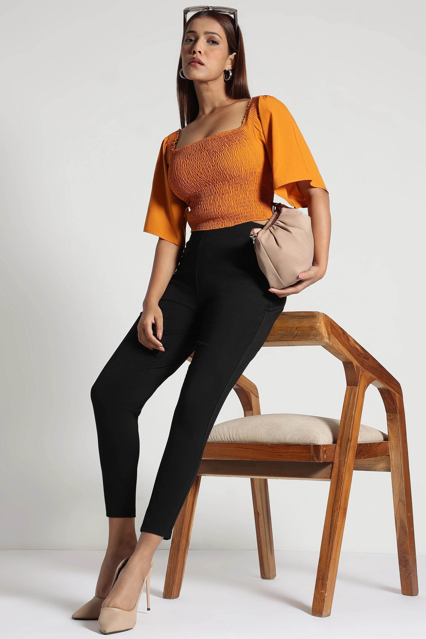 Black Tencel Comfort-Fit Pants with Elastic Waist - Fabravaa