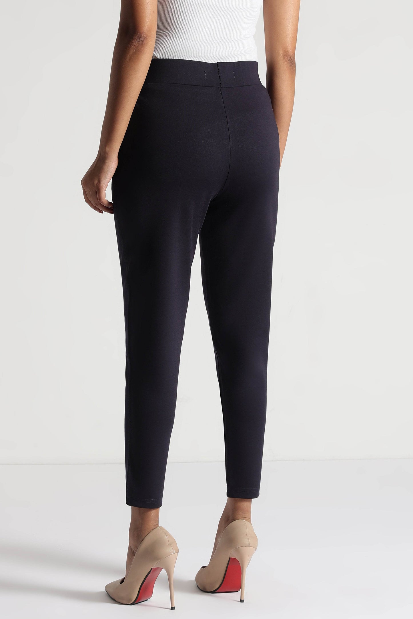 Midnight Black Tencel Slim Fit Pants - Fabravaa