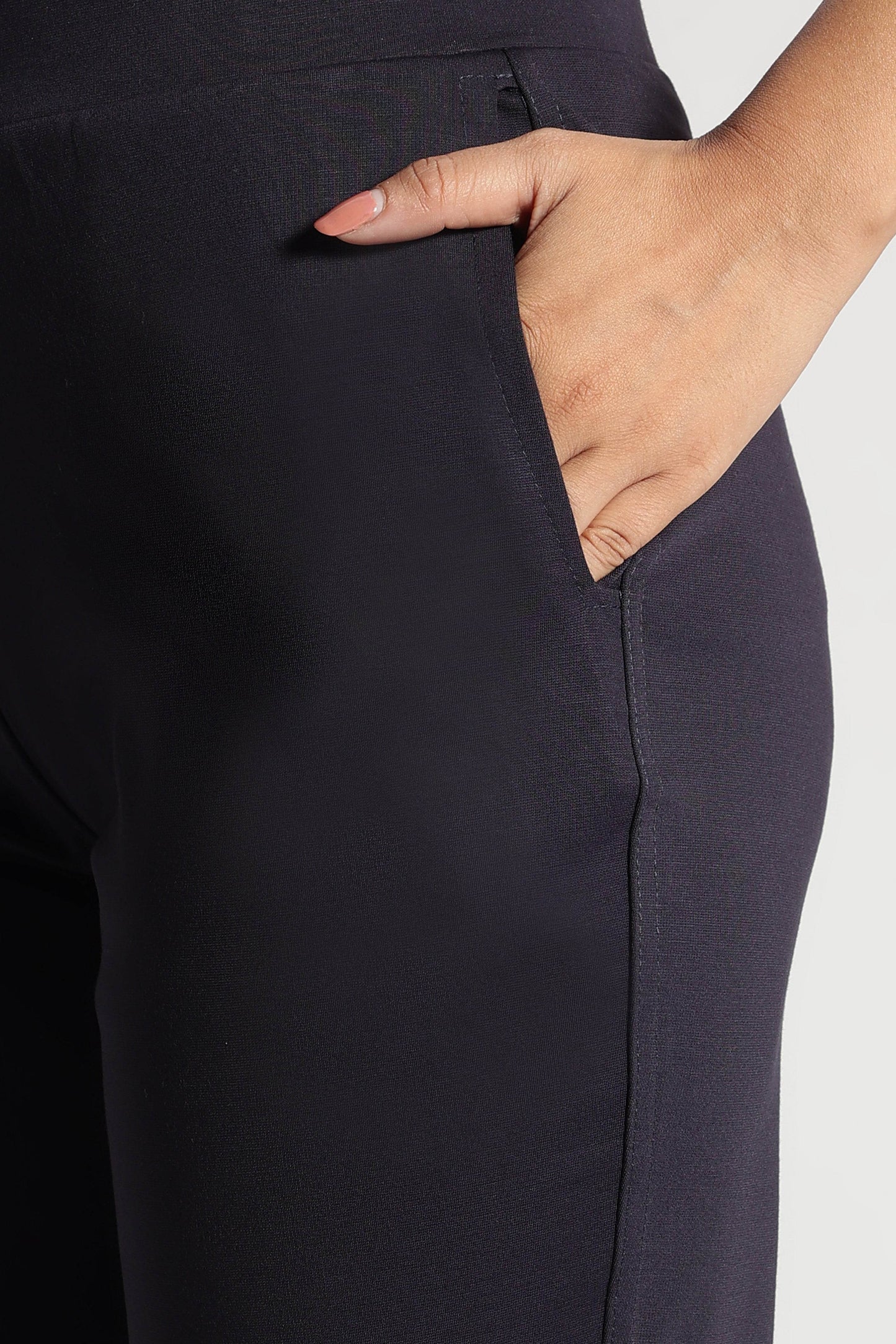 Midnight Black Tencel Slim Fit Pants - Fabravaa
