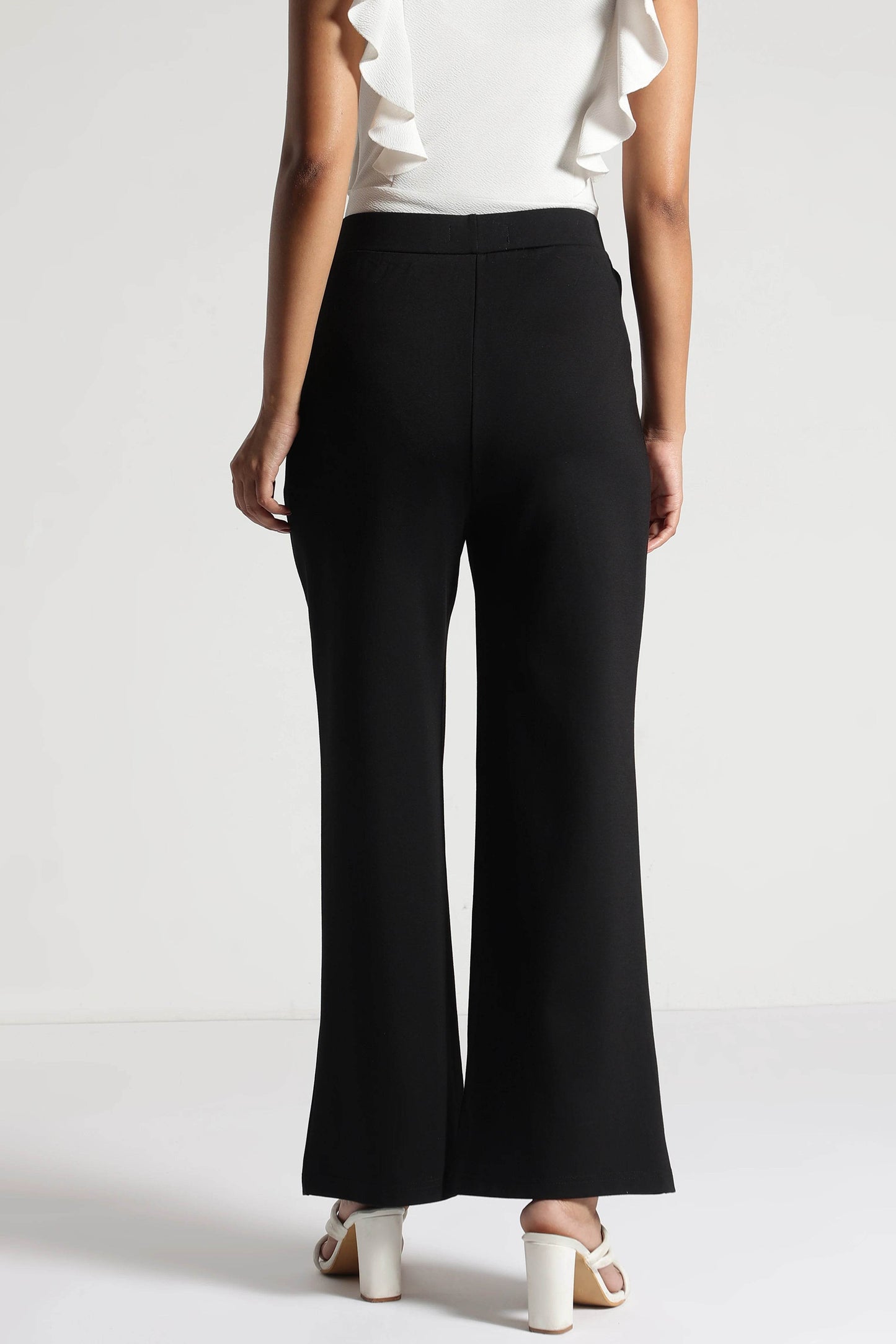 Black Tencel Wide-Leg Comfort Pants - Fabravaa