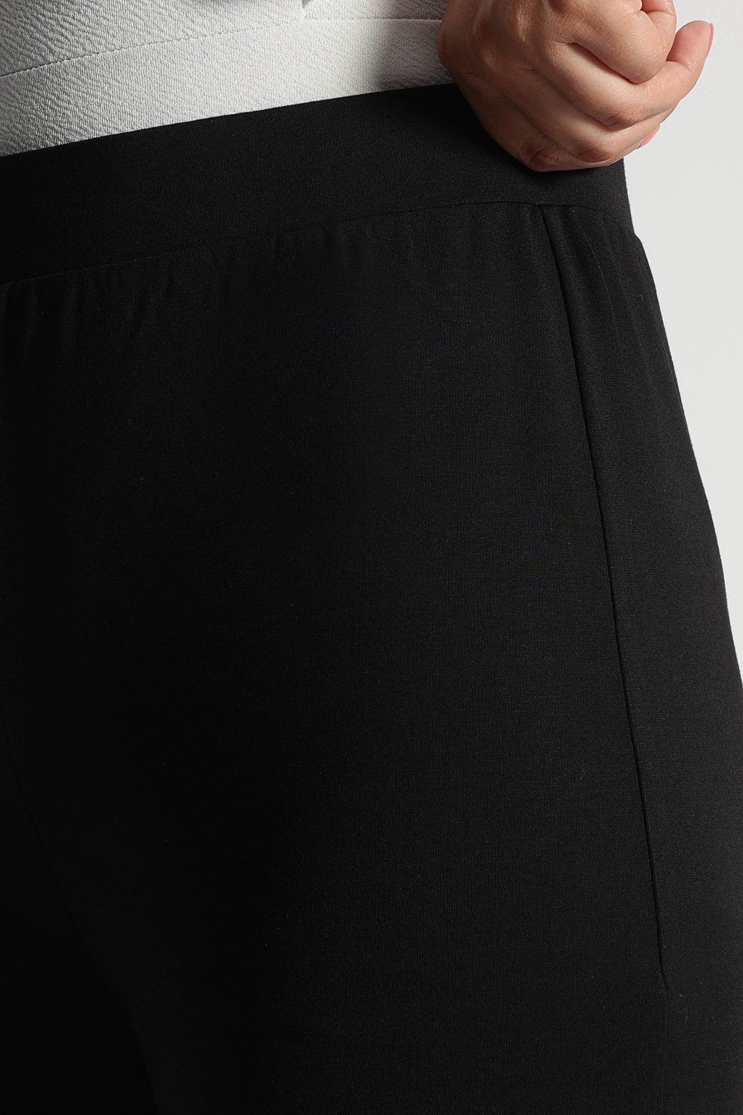 Black Tencel Wide-Leg Comfort Pants - Fabravaa