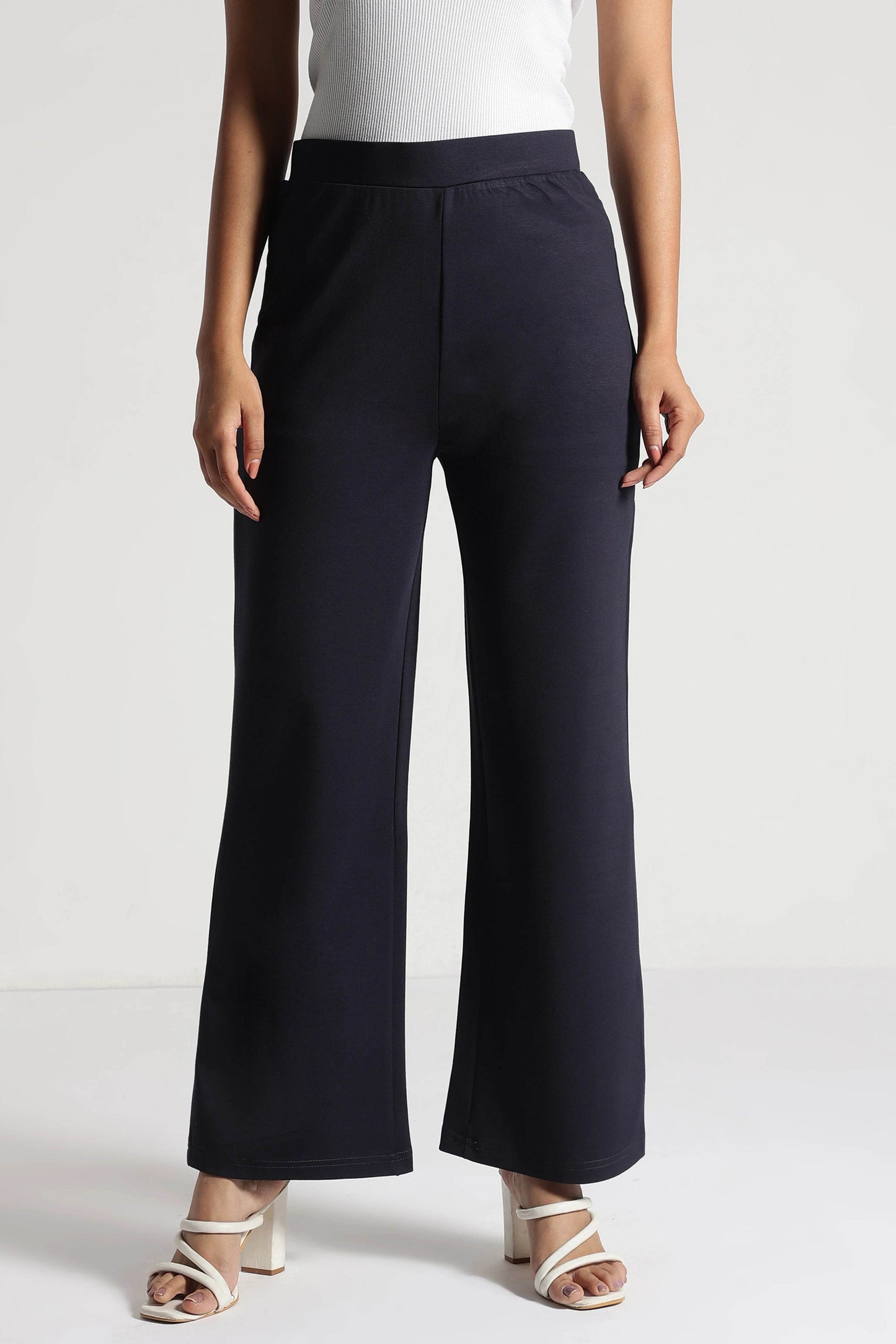 Navy Tencel Wide-Leg Everyday Pants - Fabravaa