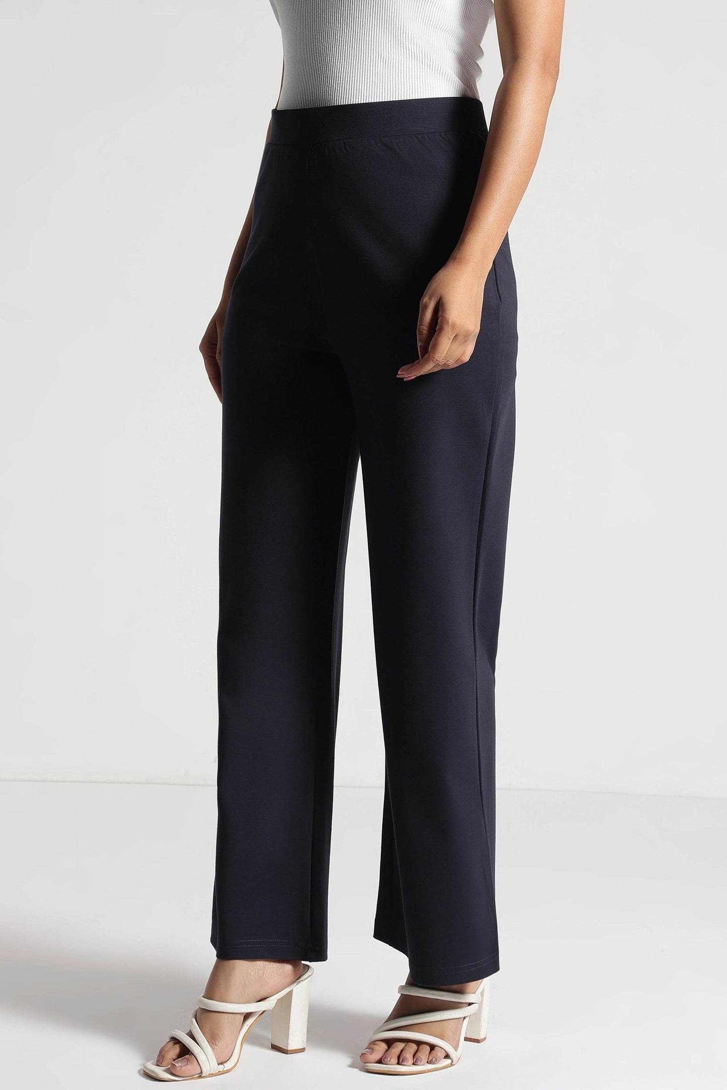 Navy Tencel Wide-Leg Everyday Pants - Fabravaa