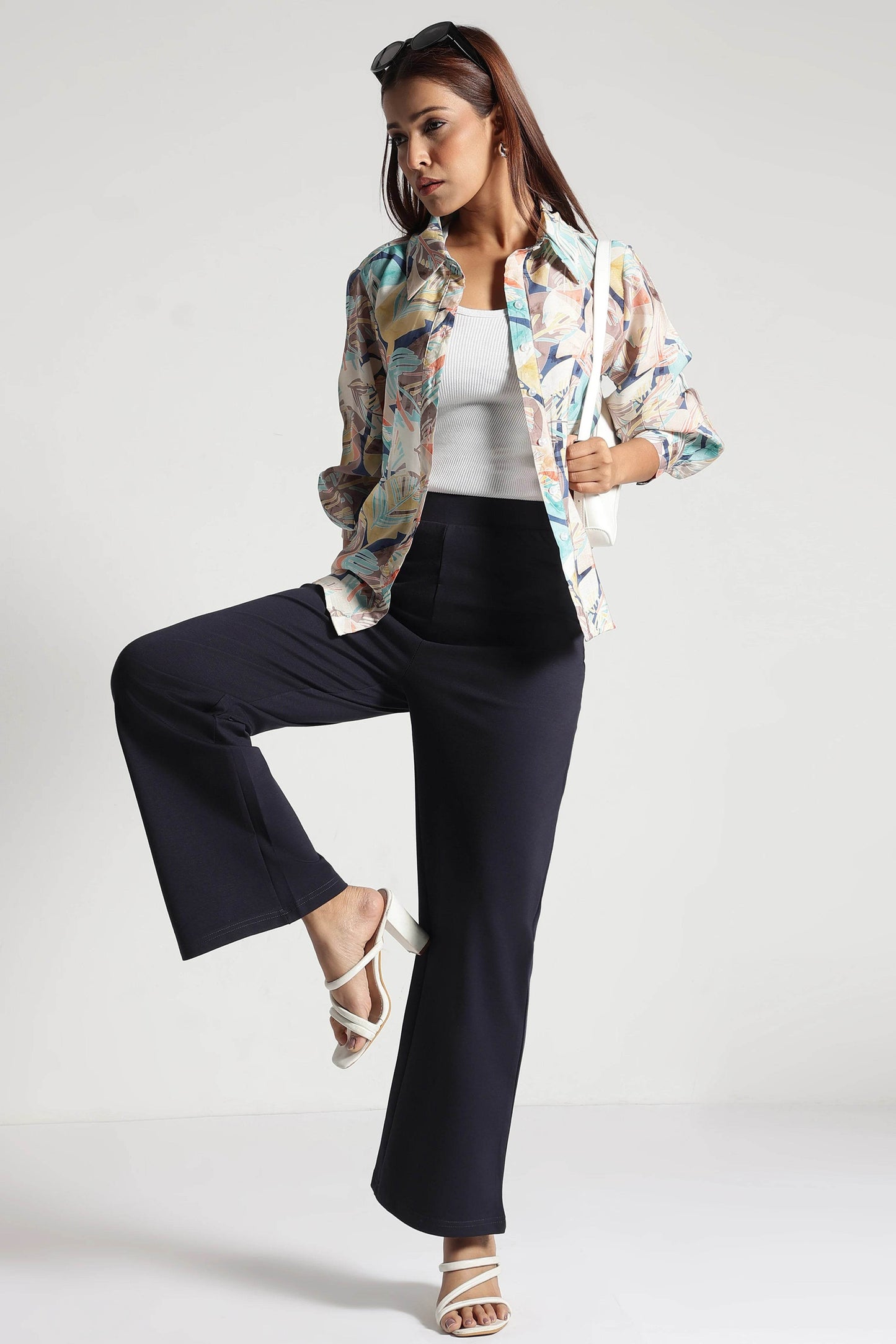 Navy Tencel Wide-Leg Everyday Pants - Fabravaa