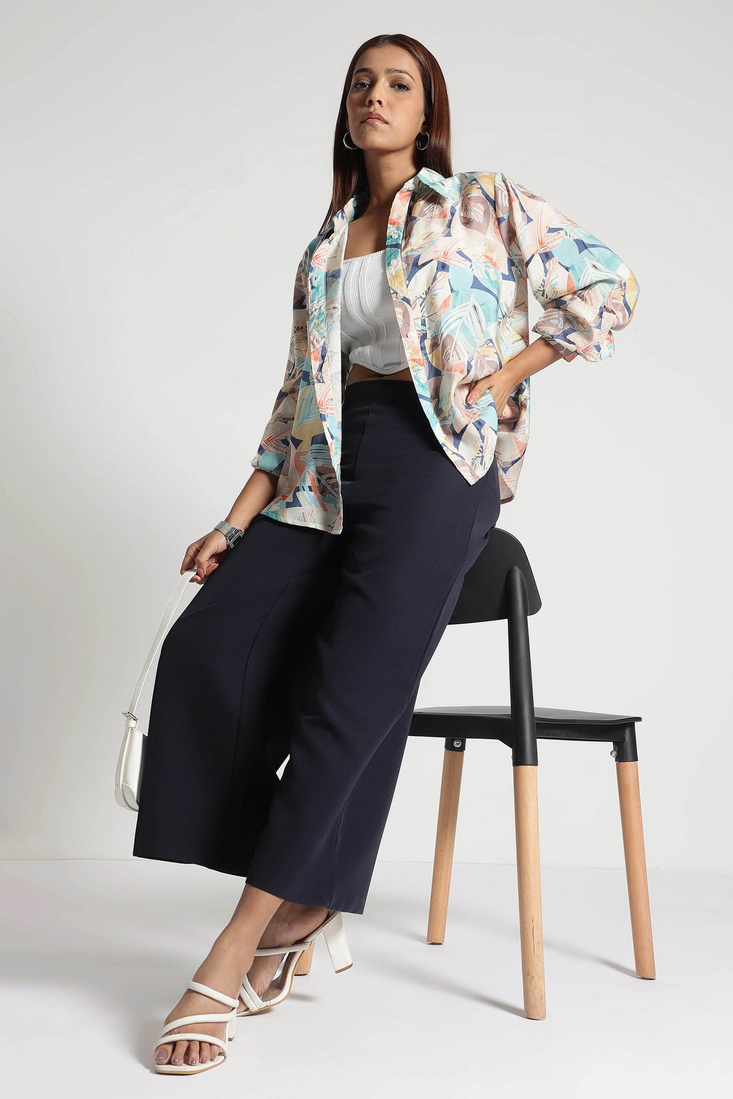 Navy Cropped Wide-Leg Comfort Pants - Fabravaa