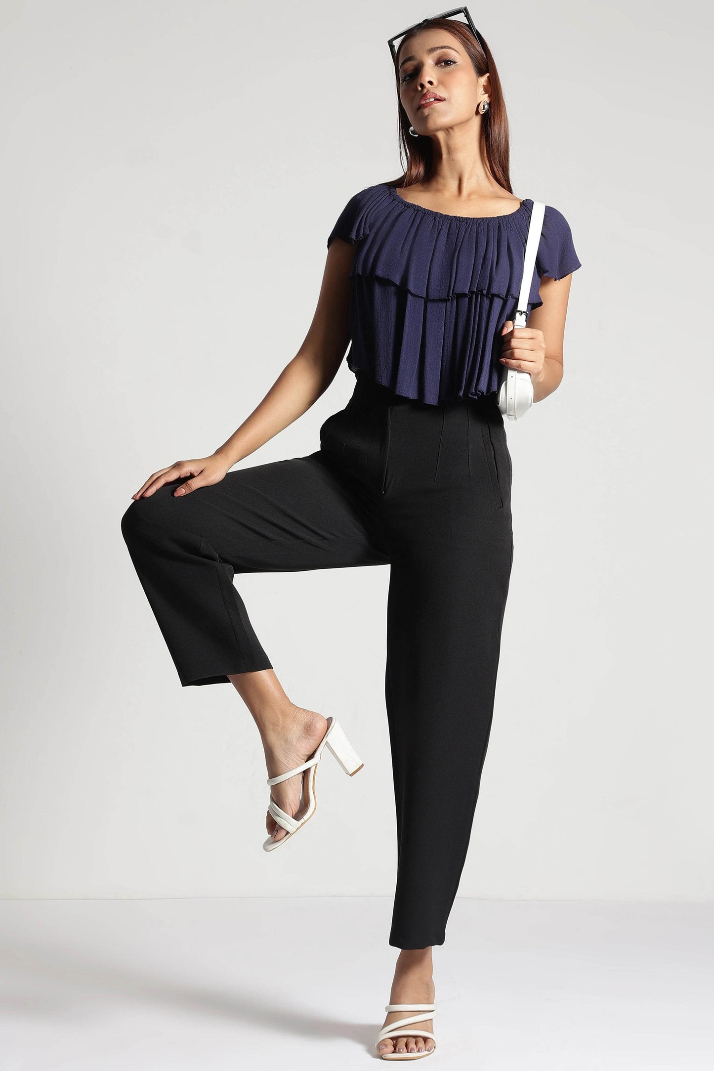 Black High-Rise Cropped Pants - Fabravaa