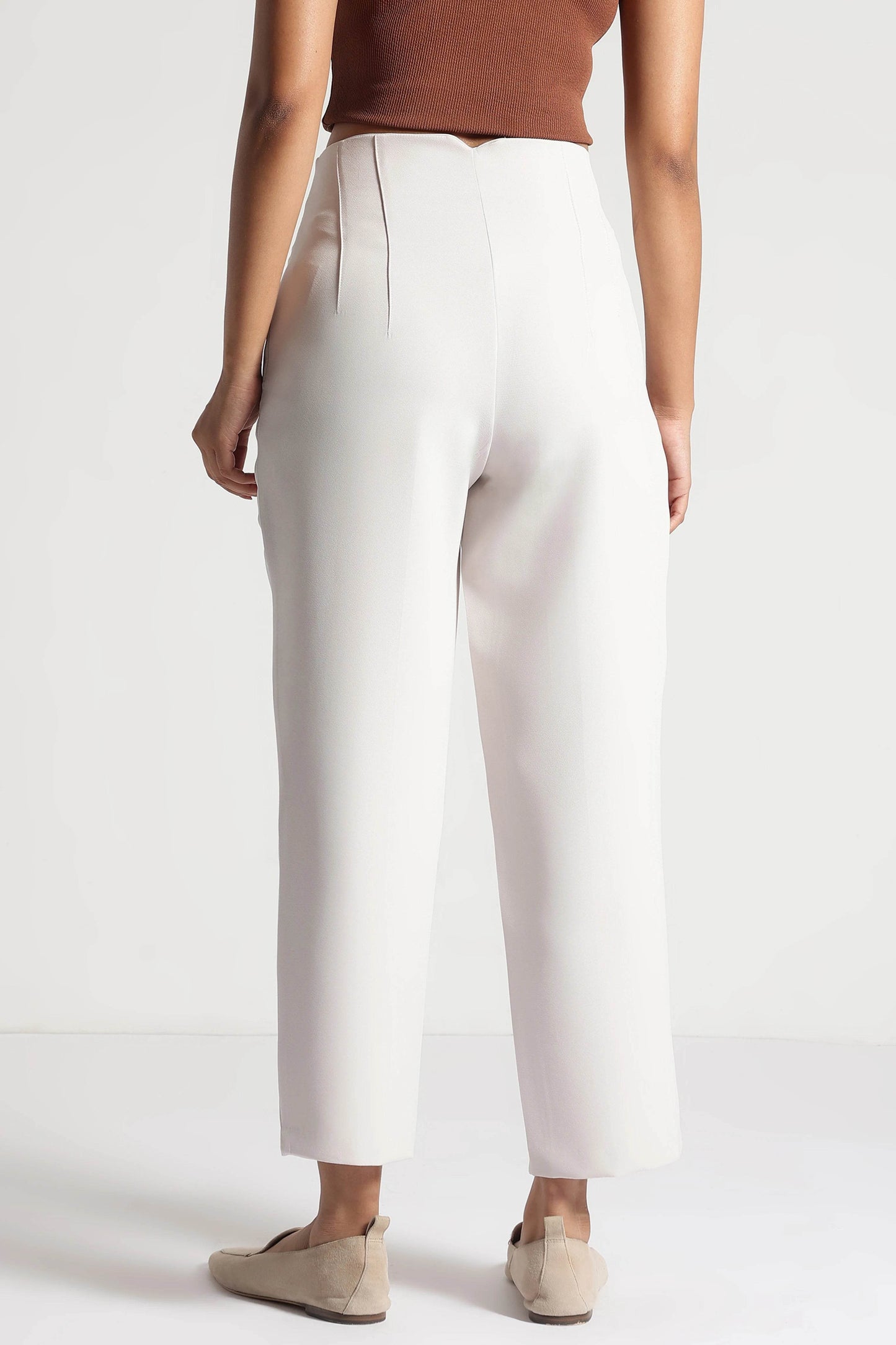 Off-White Ultra Stretch Cropped Trousers - Fabravaa
