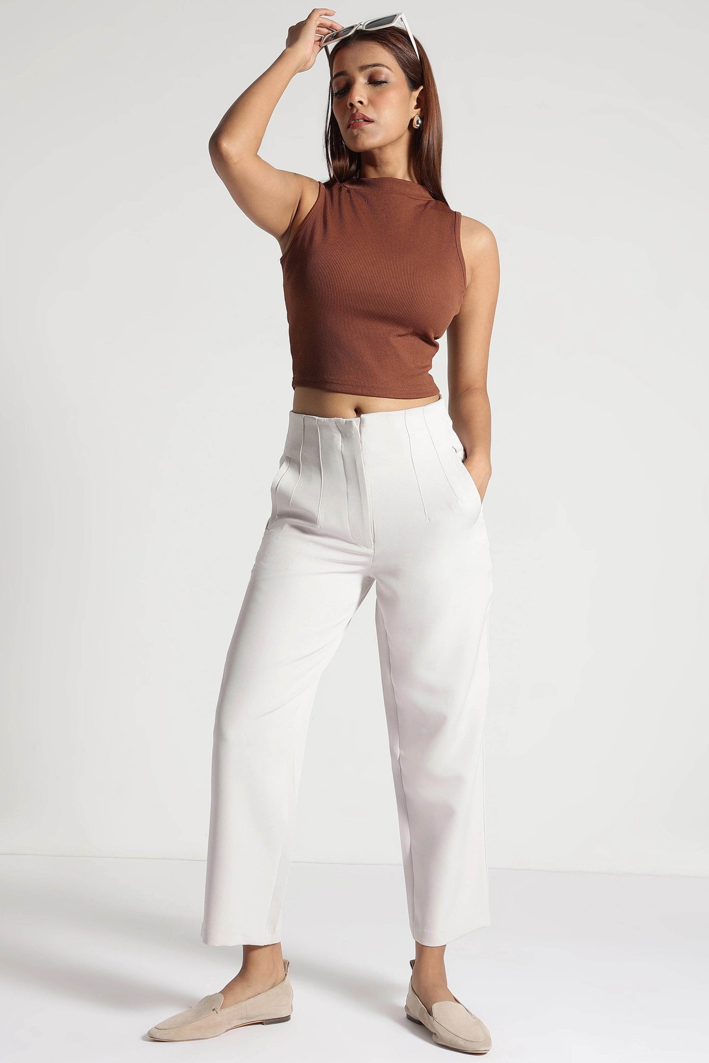 Off-White Ultra Stretch Cropped Trousers - Fabravaa