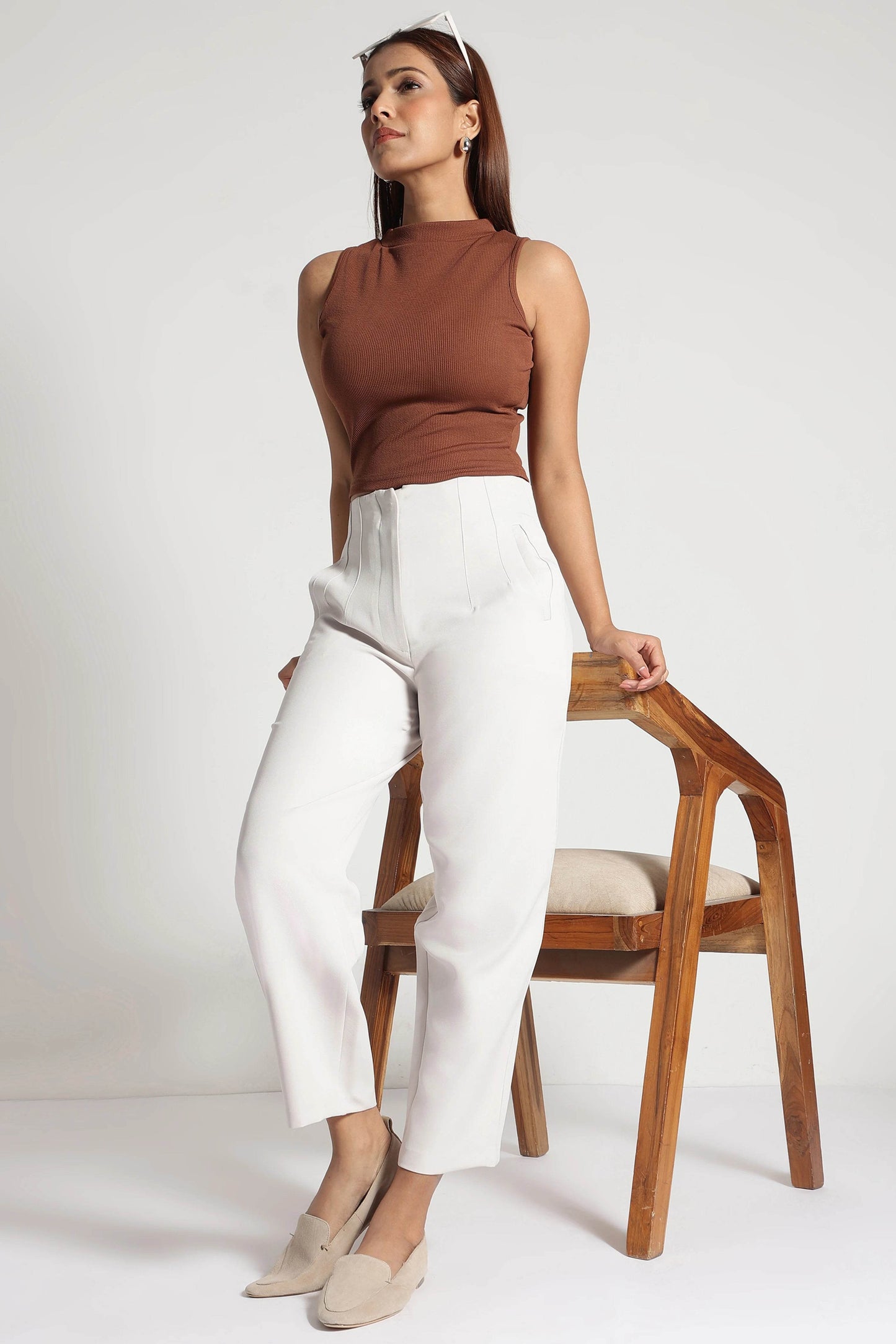 Off-White Ultra Stretch Cropped Trousers - Fabravaa